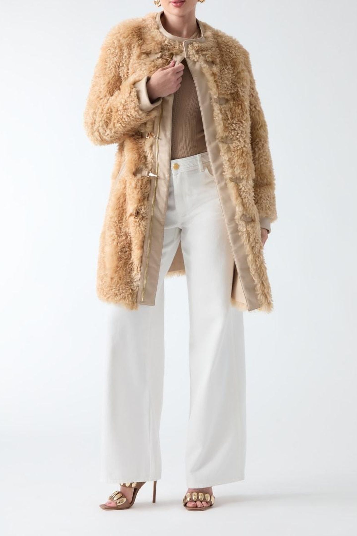 RACHEL FAUX FUR MIDI SAND GRAIN MULTI 2