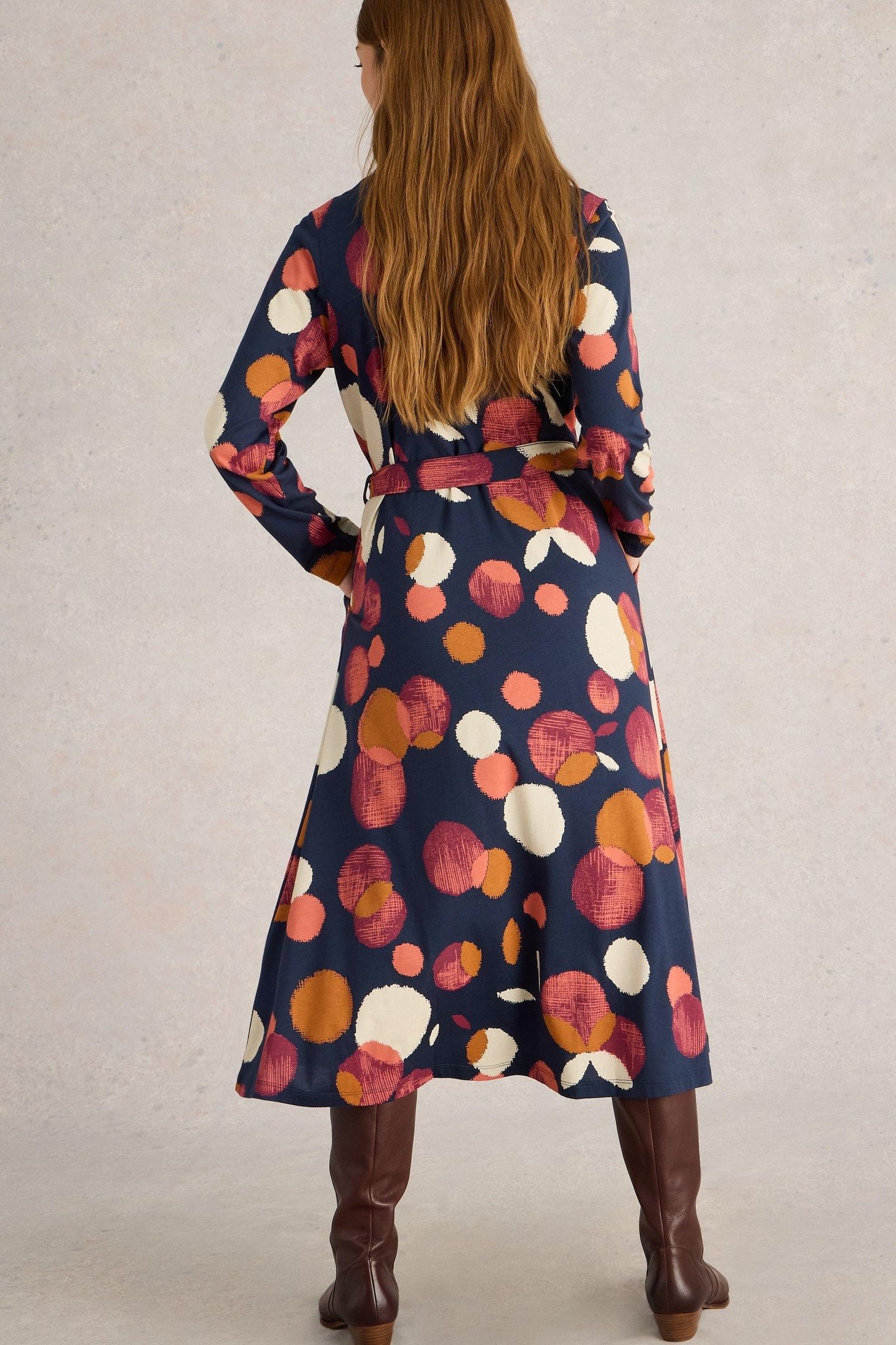 CORA JERSEY SHIRT DRESS NAVY PRINT 3