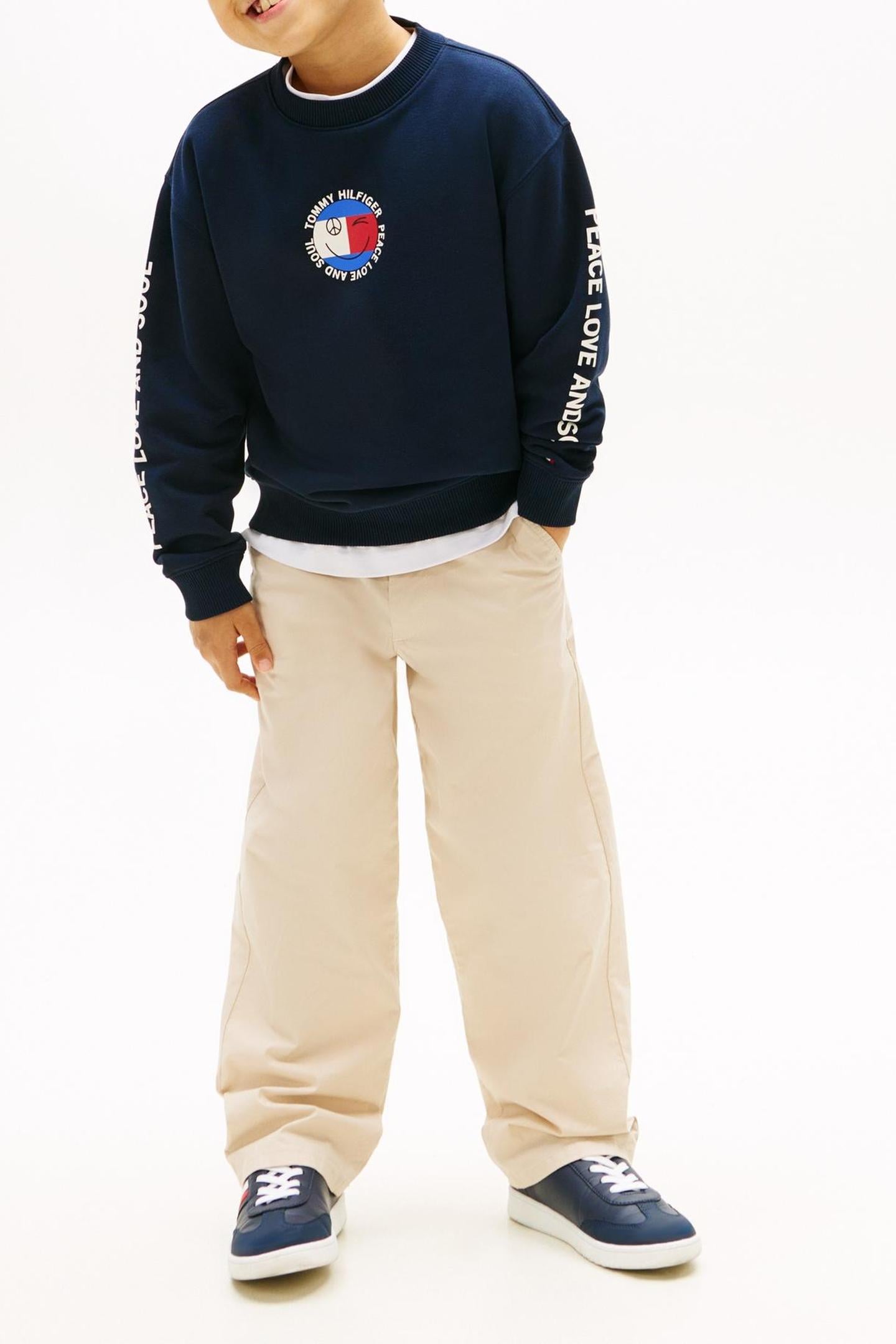 BOYS FUN FLAG GRAPHIC SWEATER DARK NIGHT NAVY 1