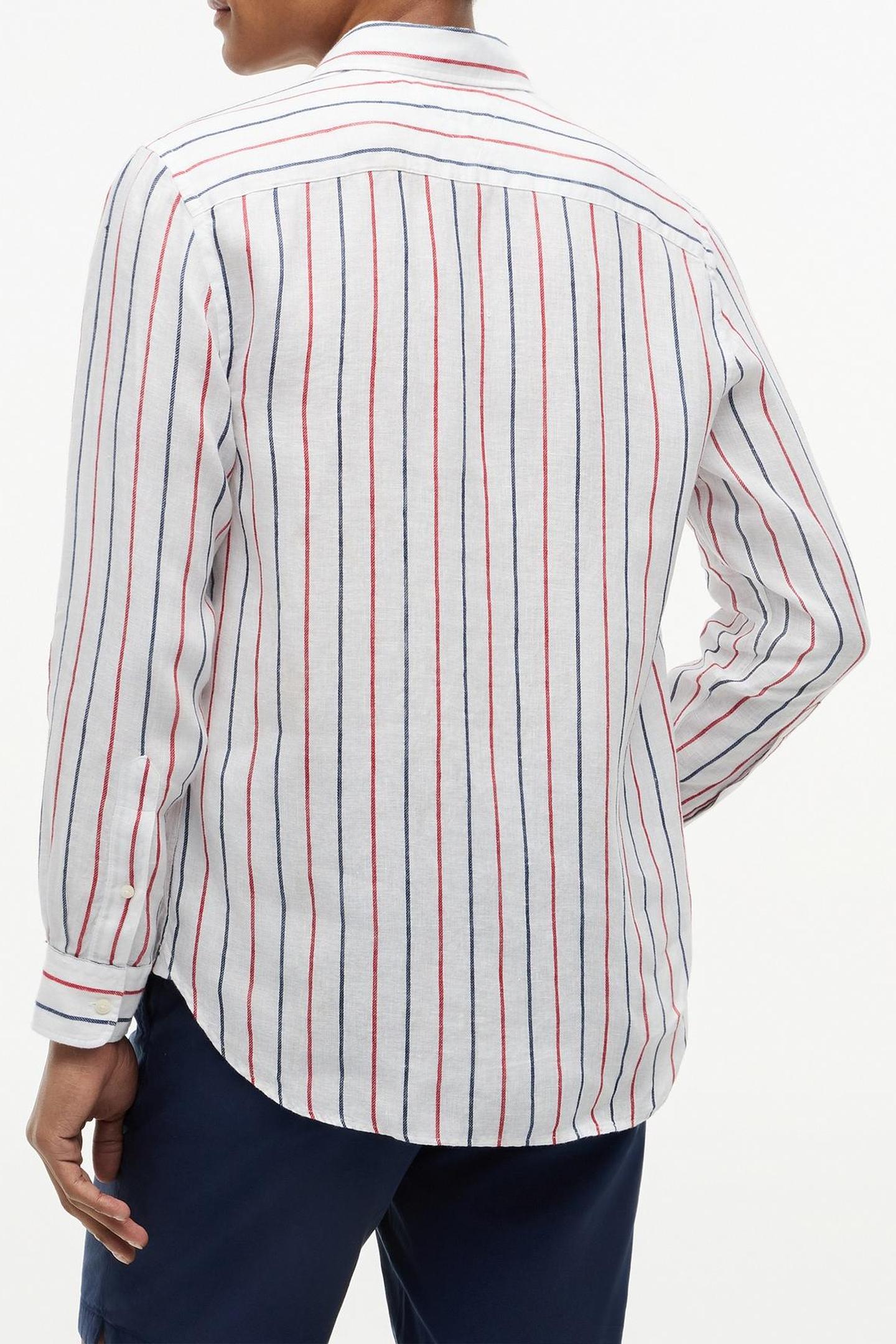 LINEN TEXTURED STRIPE SHIRT MEDIUM RED/STRIPE 2