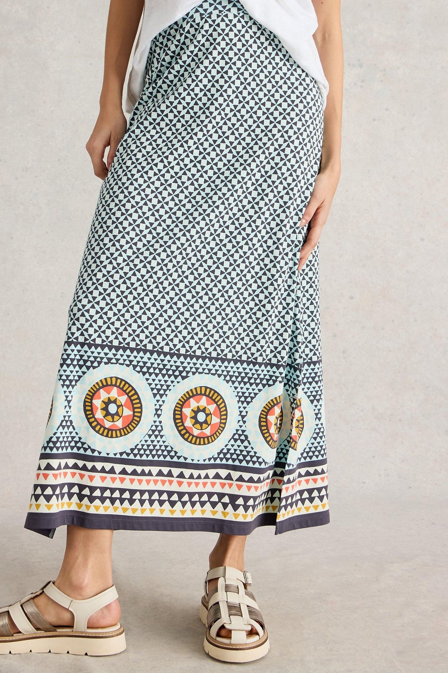 FAY JERSEY MAXI COLUMN SKIRT BLUE MULTI 2
