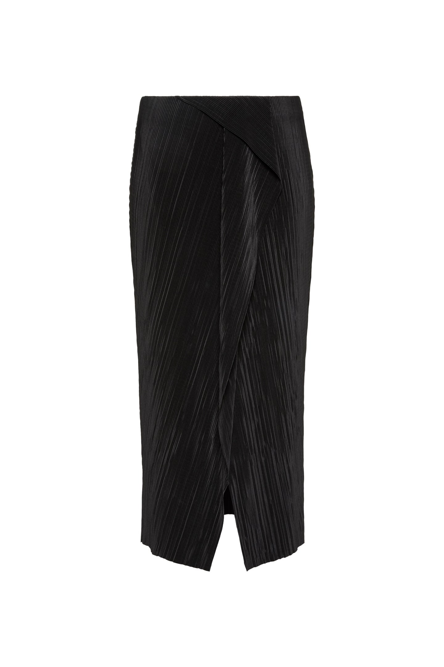 PLISSE BIAS SEAM MIDI SKIRT BLACK 4