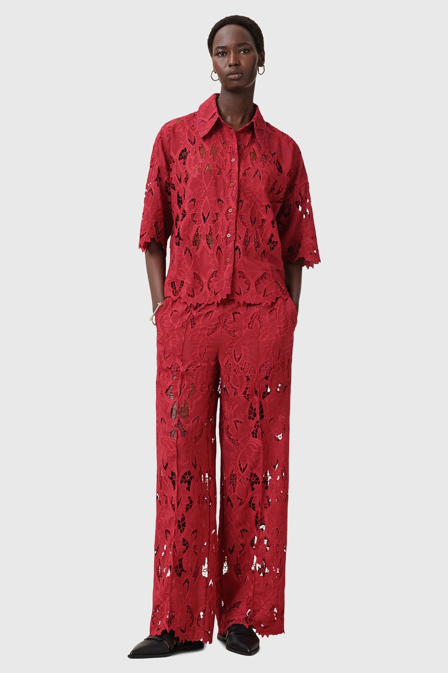 CHARLI EMB SHIRT BURNT BRICK RED 1
