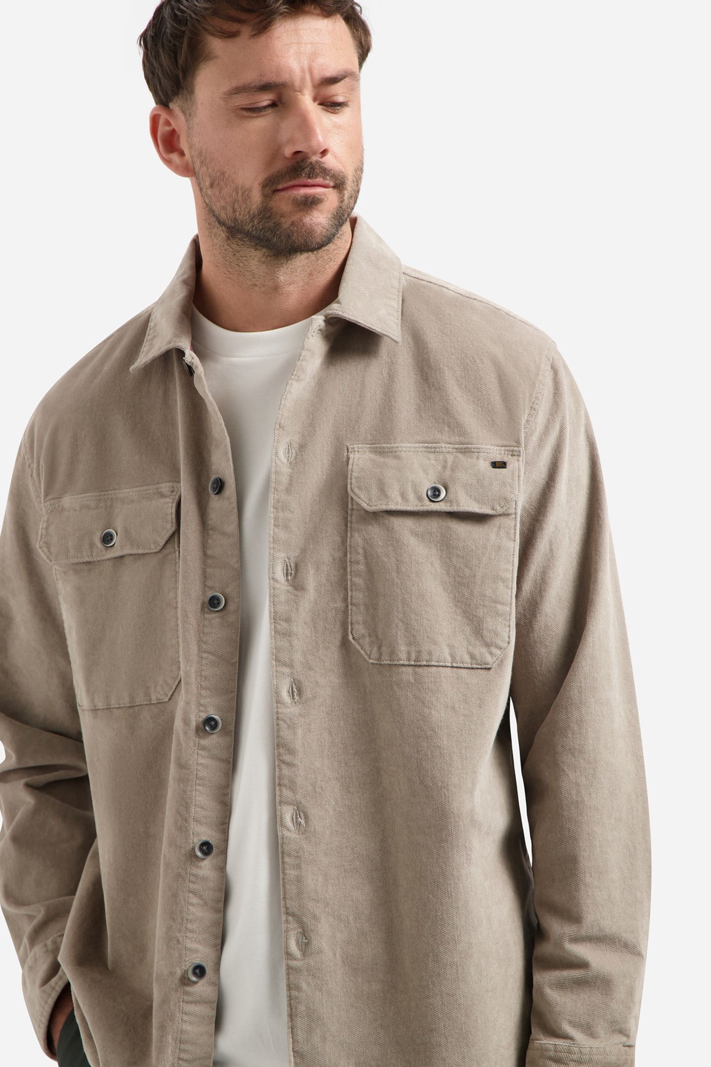 OVERSHIRT BUTTONS TWILL STRETCH CLAY 6