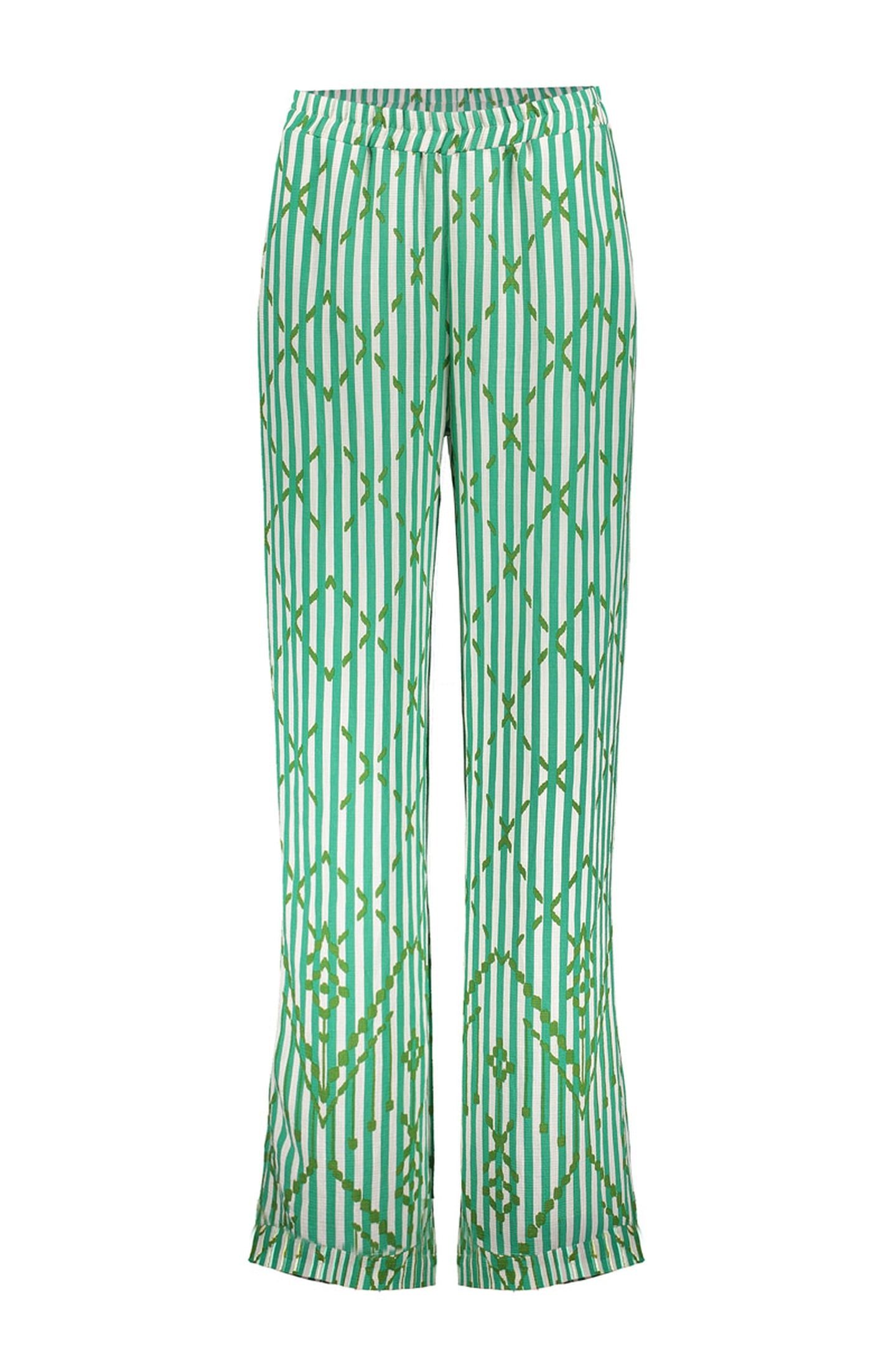 PANTS ECRU/GREEN 1