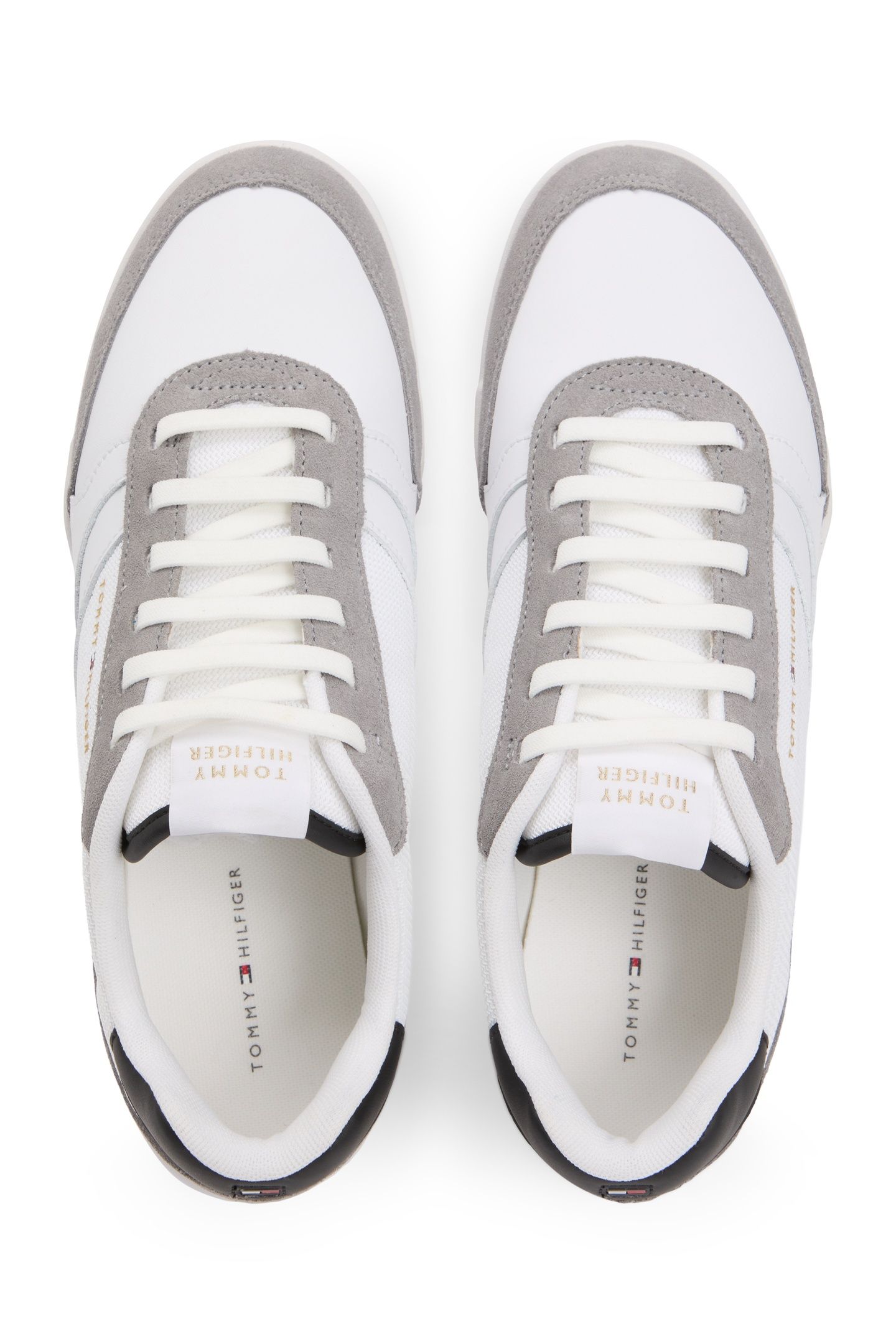 MIXED TEXTURE CUPSOLE TRAINERS WILEATHER WHITE 5