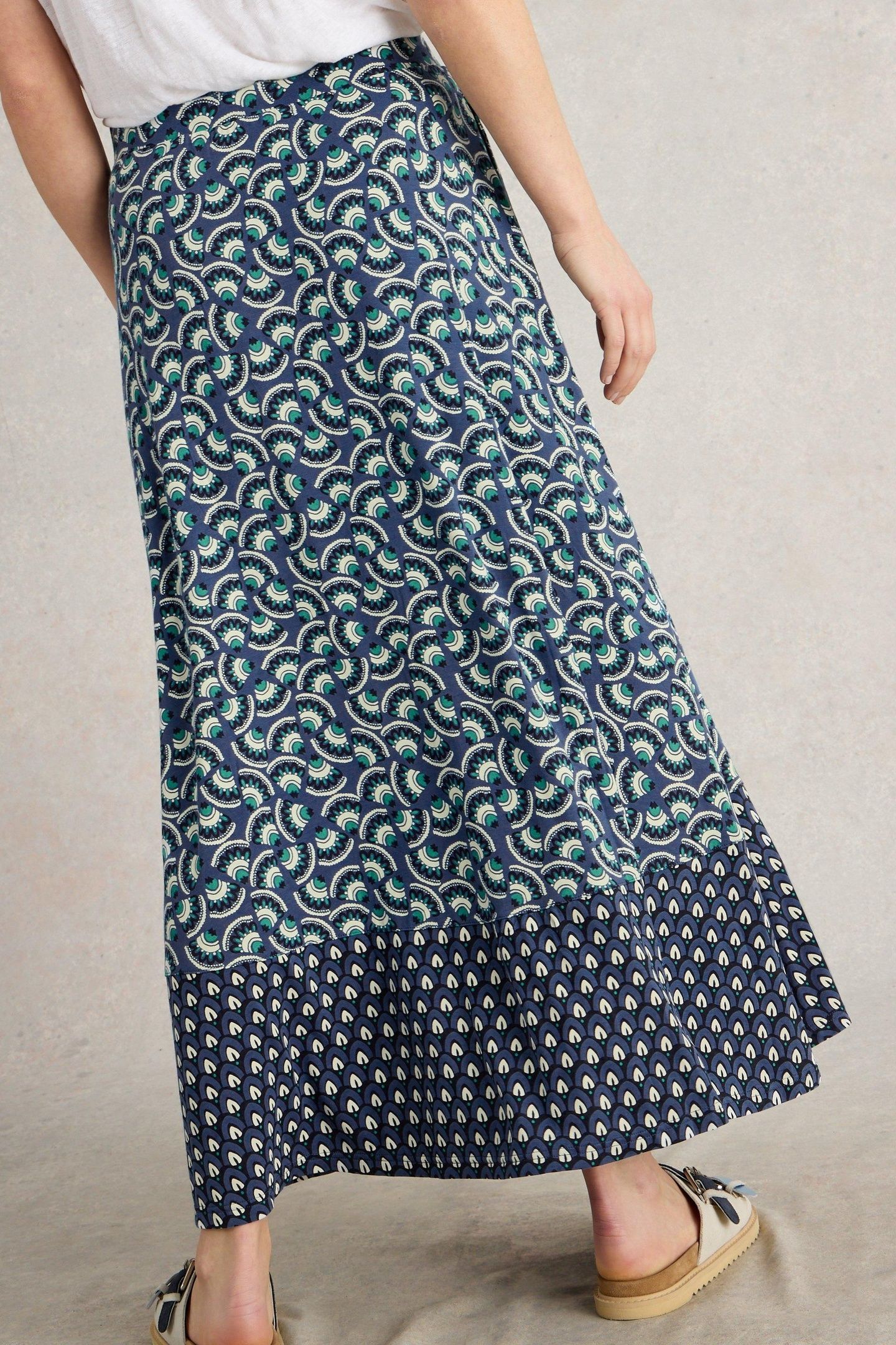 JADA JERSEY MAXI SKIRT NAVY MULTI 1