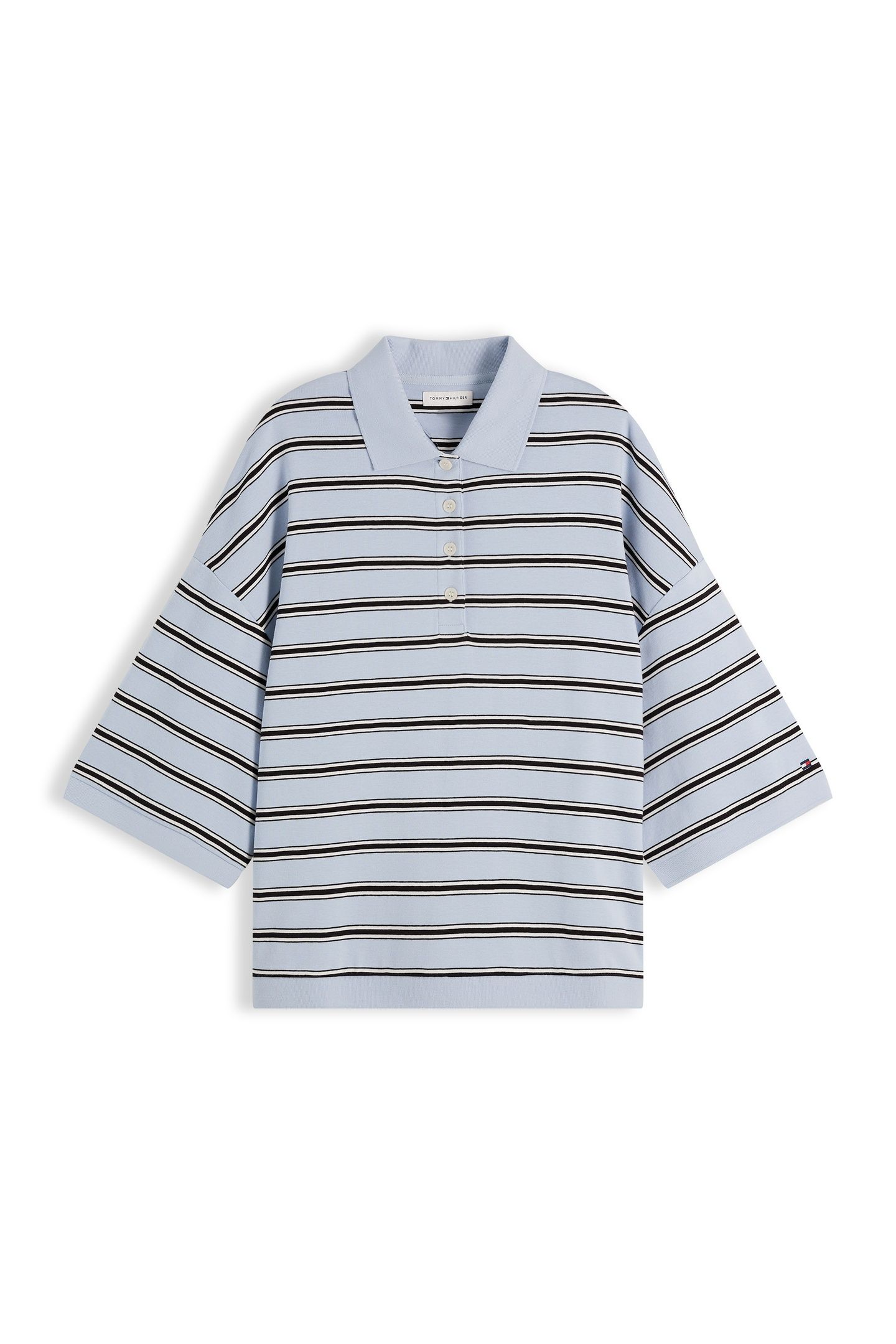 OVERSIZED FIT STRIPE POLO SHIRT MULTI BREEZY BLUE/ECRU/BLACK 4