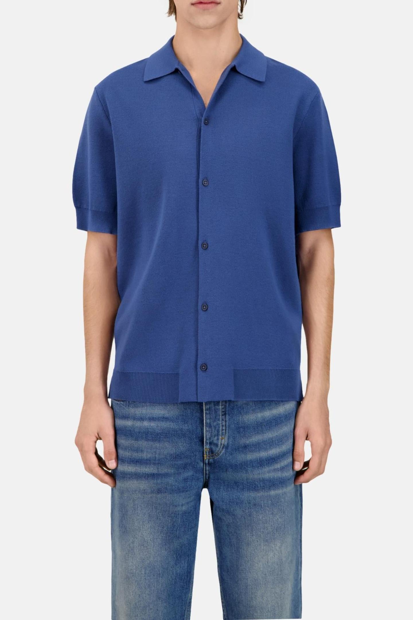 SHORT-SLEEVED CARDIGAN MIDDLE NAVY 1