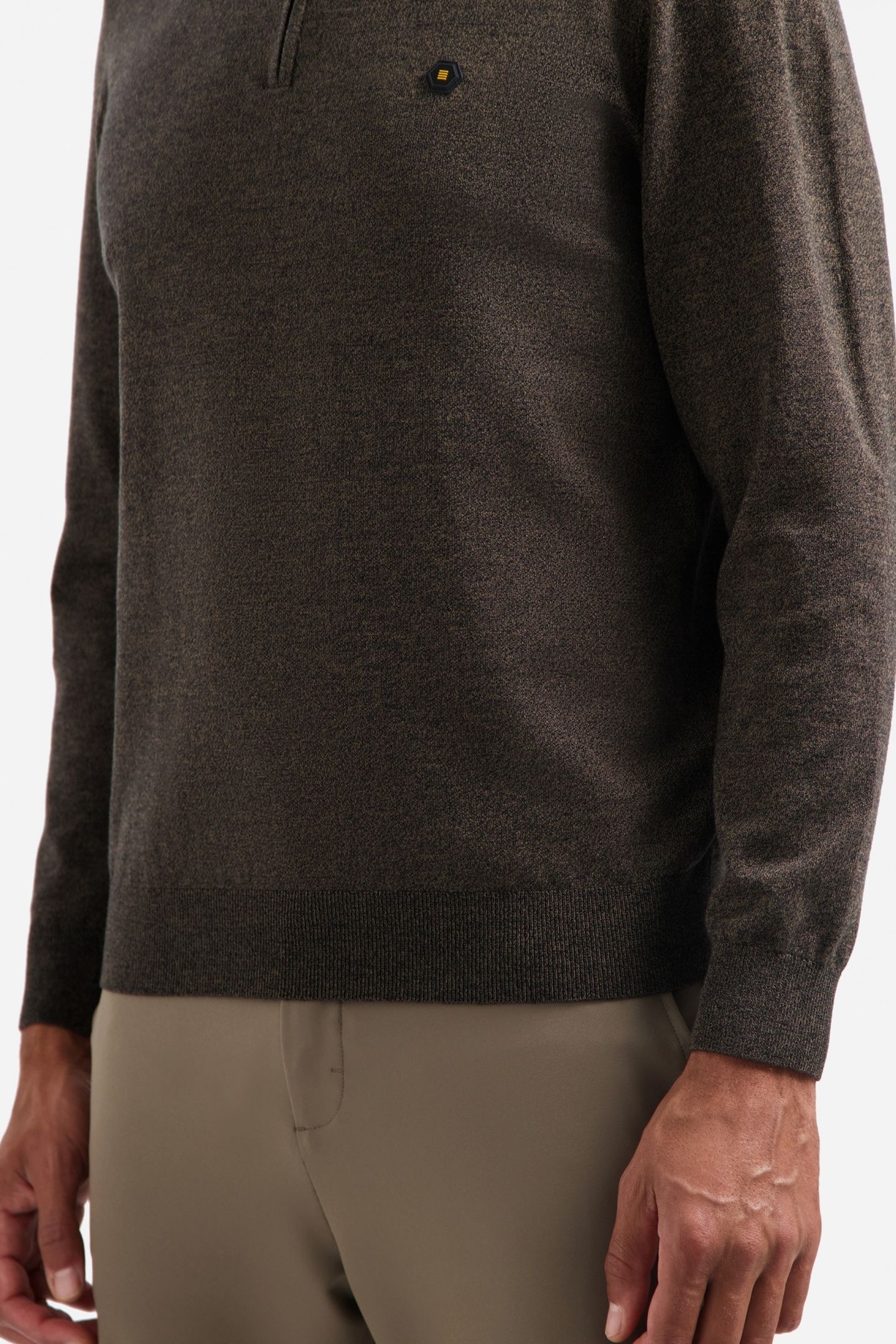 PULLOVER HALF ZIP 2 COLOURED MELANGE TAUPE 7