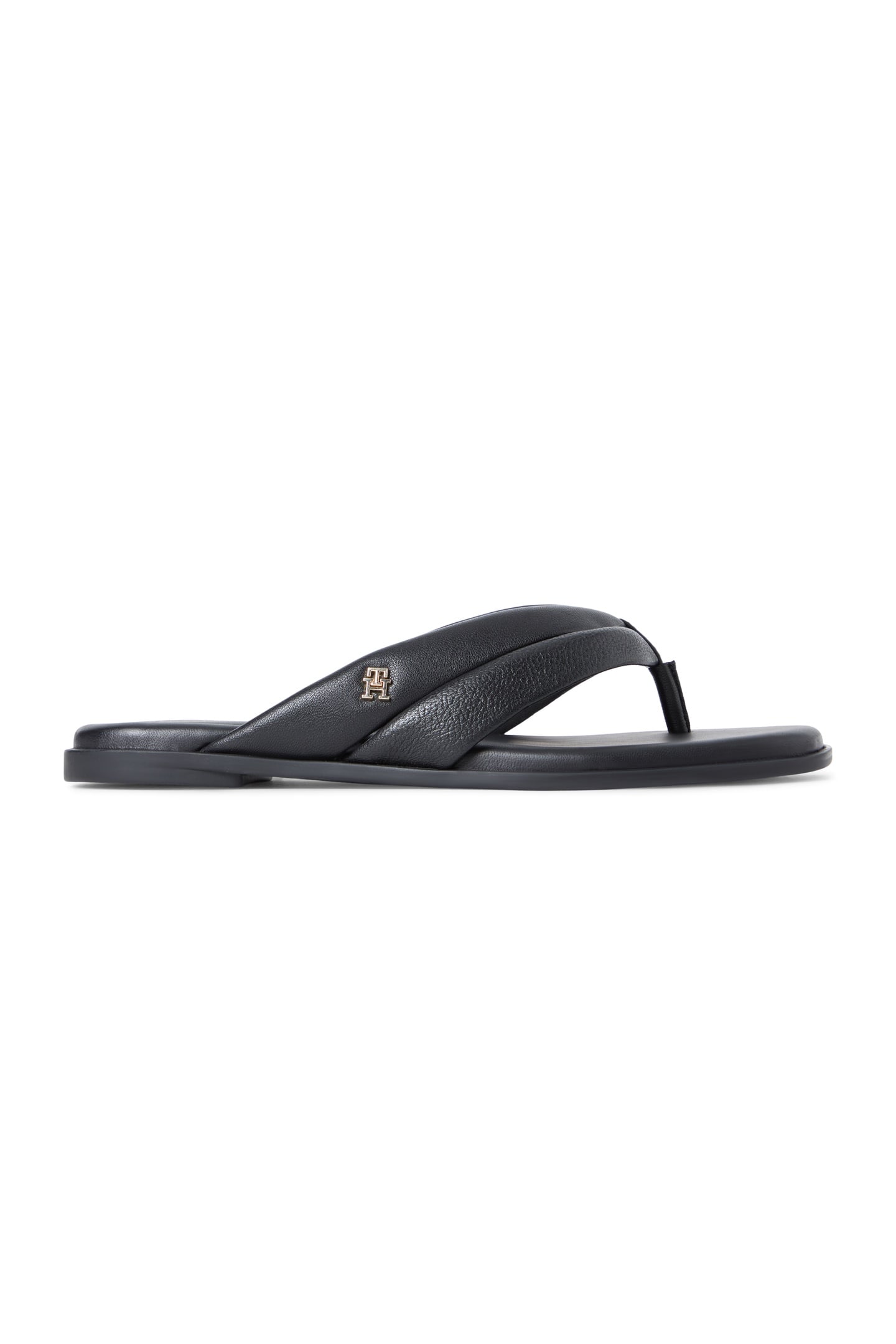 ELEVATED TOE POST FLAT SANDALS BLACK 1