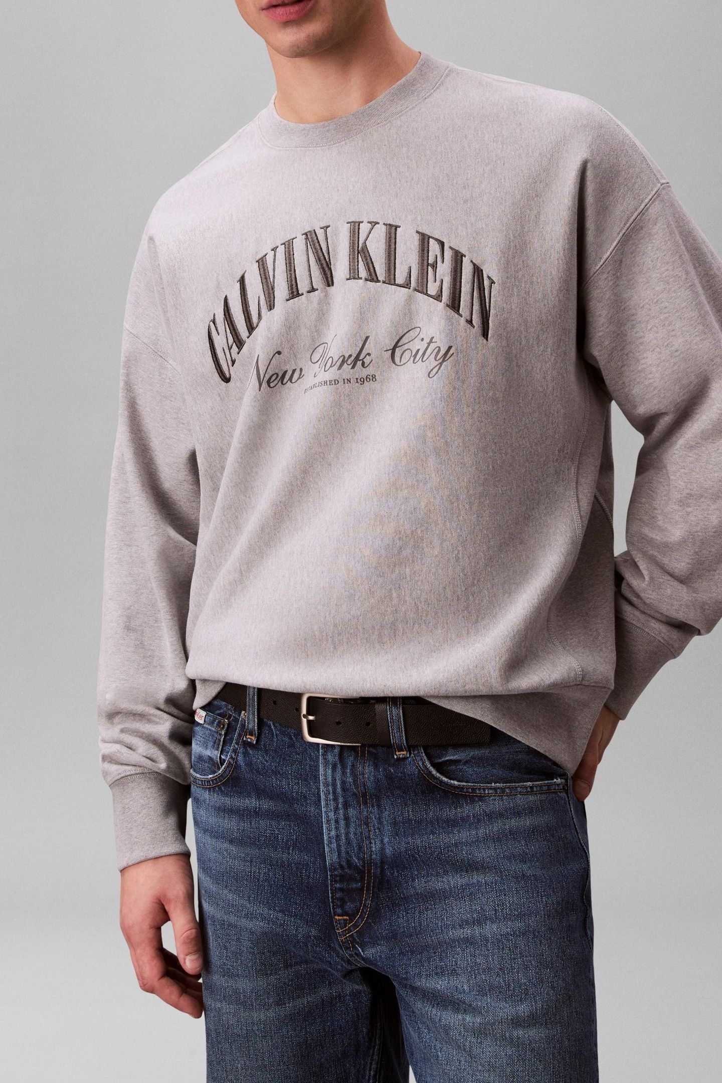 LONG SLEEVE PREMIUM TERRY CALVIN LOGO HEROIC GREY HTR 1