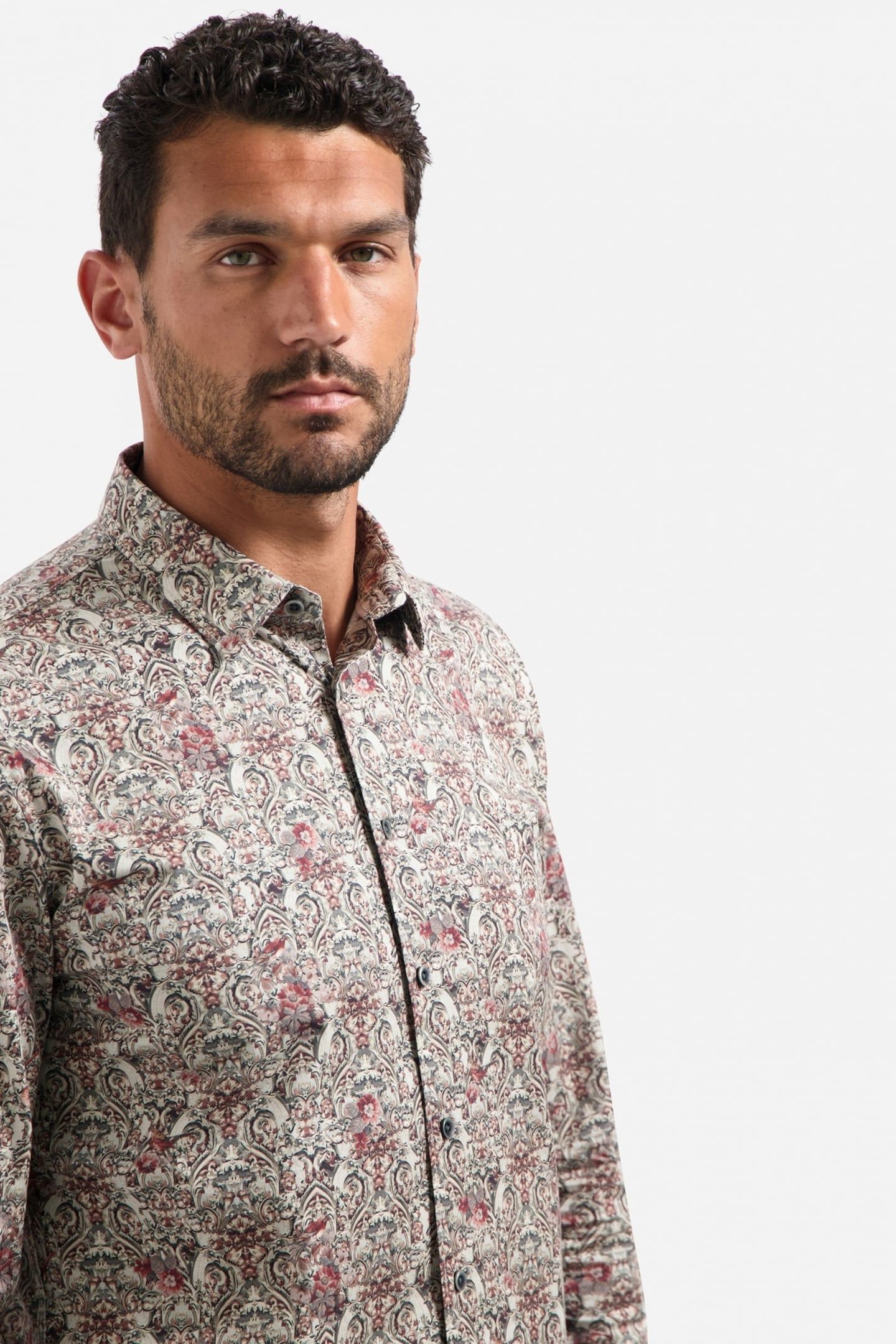 SHIRT STRETCH ALLOVER PRINTED DARK GREY 2