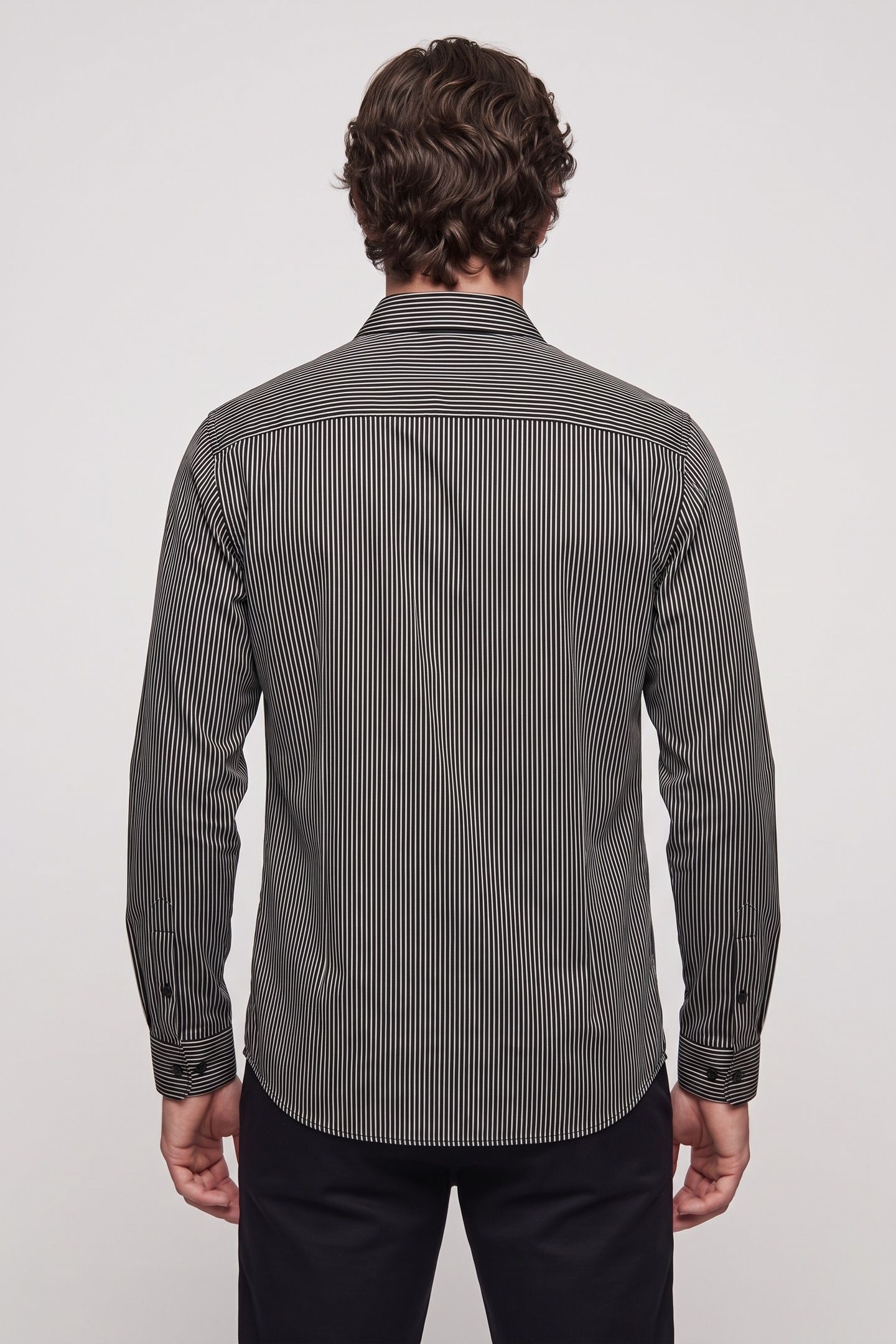 LONG-SLEEVED SHIRT WITH MICRO-STRIPES BLACK WHITE 2