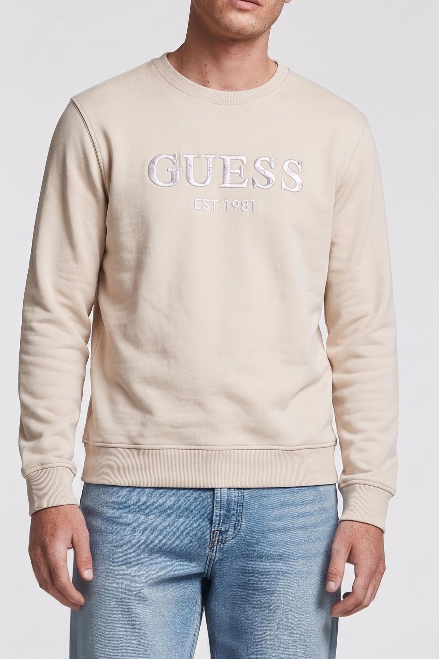 GUESS ECO BEAU CN SWEATSHIRT RESORT SAND 1