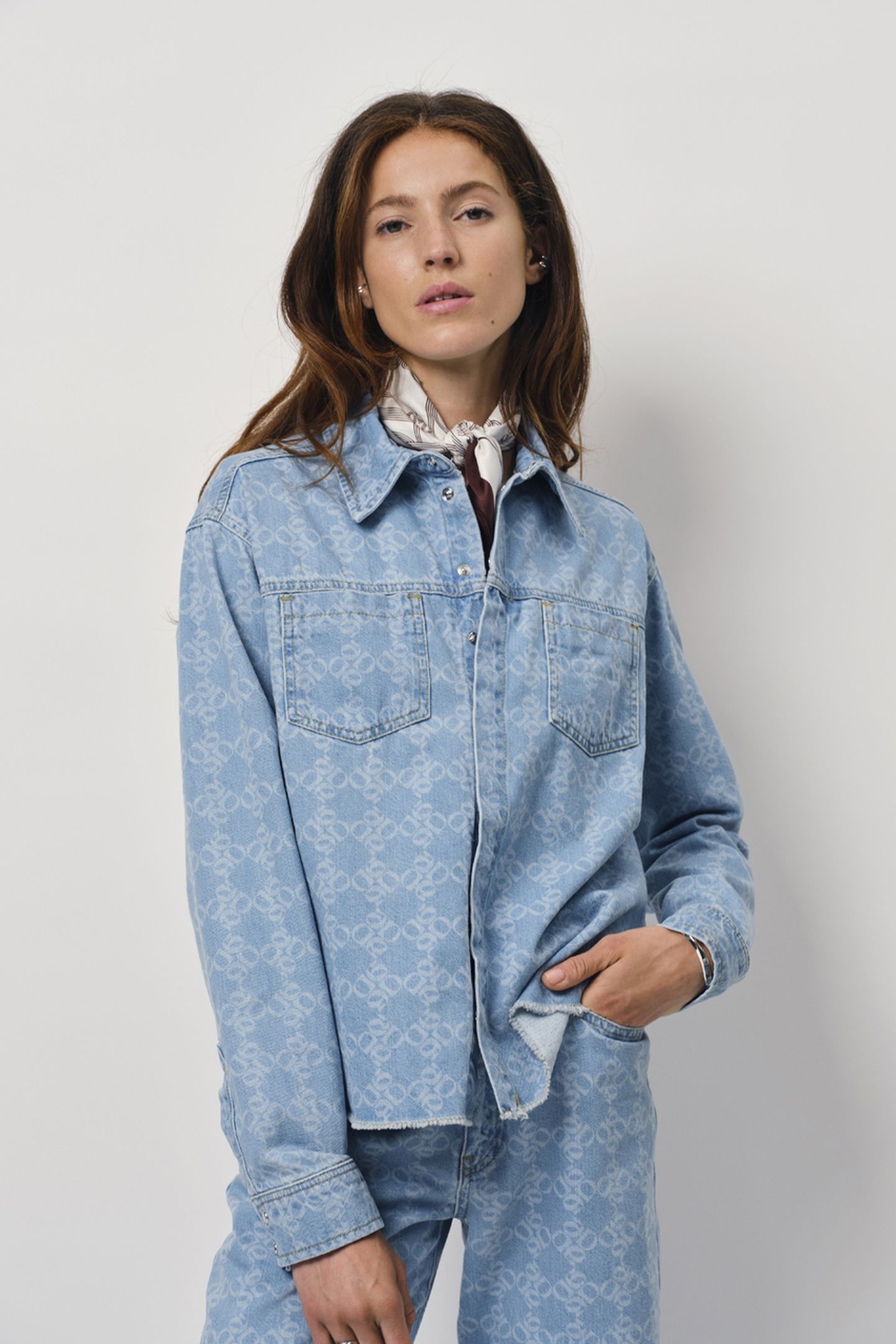 LONE MONOGRAM JEANS SHIRT SKYWASH BLUE 2