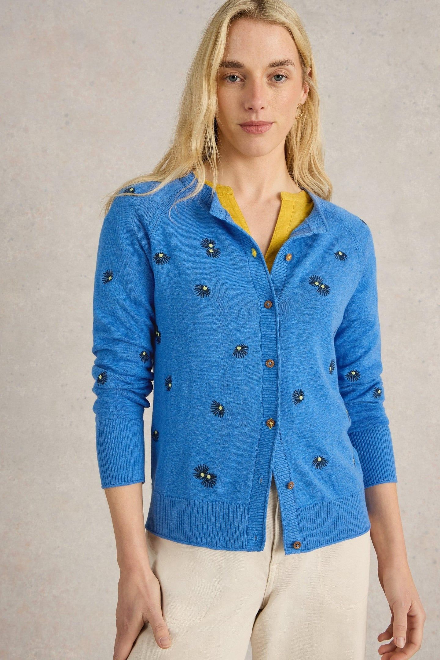 LULU EMBROIDERED CARDI BLUE MULTI 1