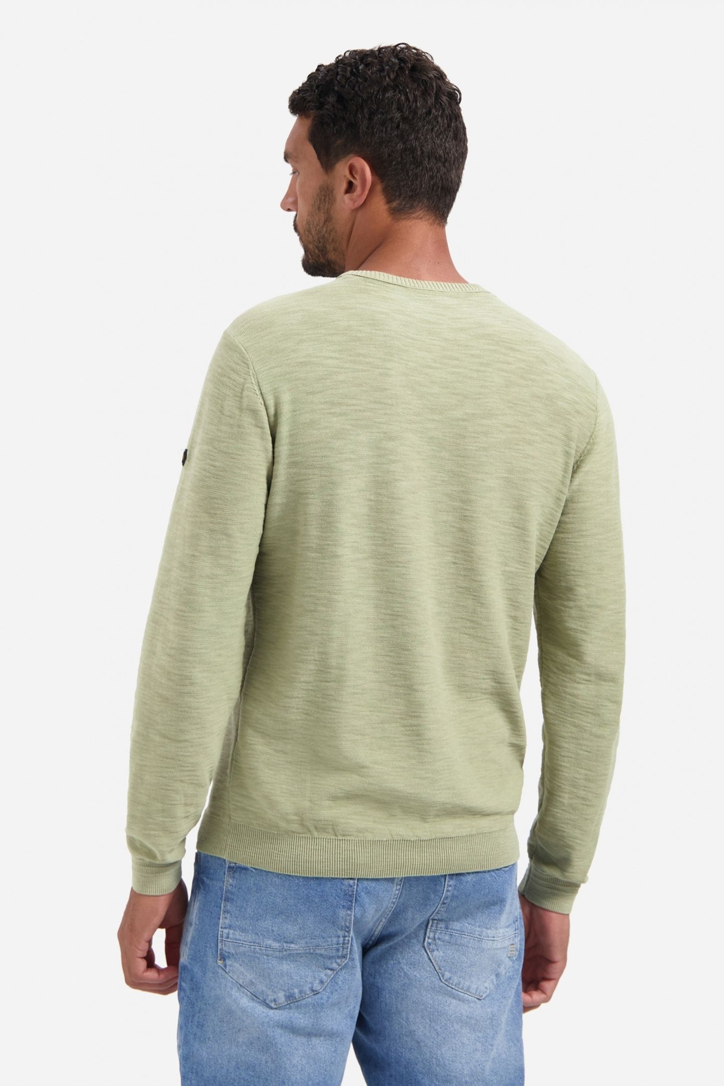 PULLOVER CREWNECK GARMENT DYED + STONE WASHED LIGHT MOSS 3