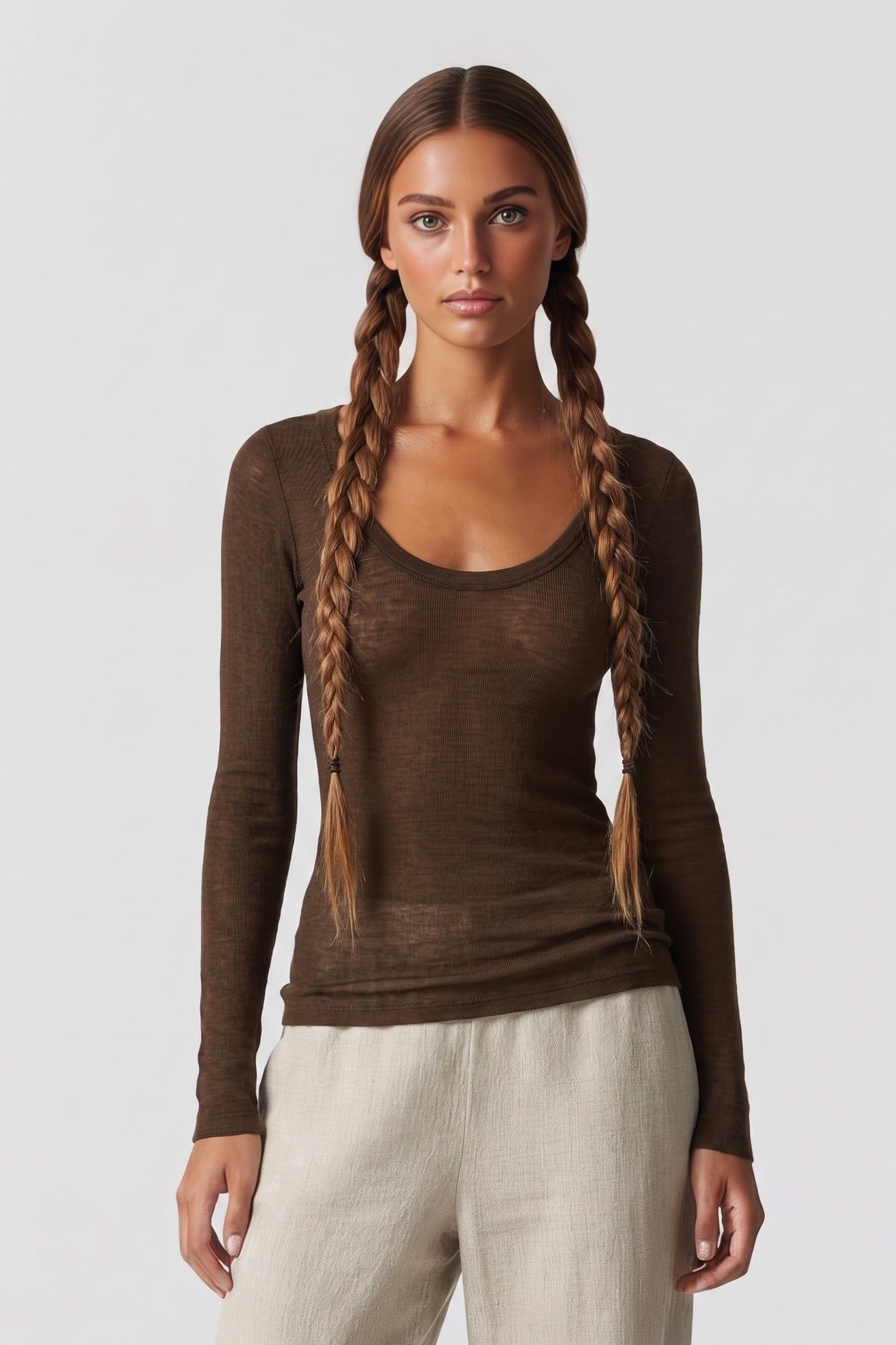 ODELIA WOOL RIB LS BEIGE 1