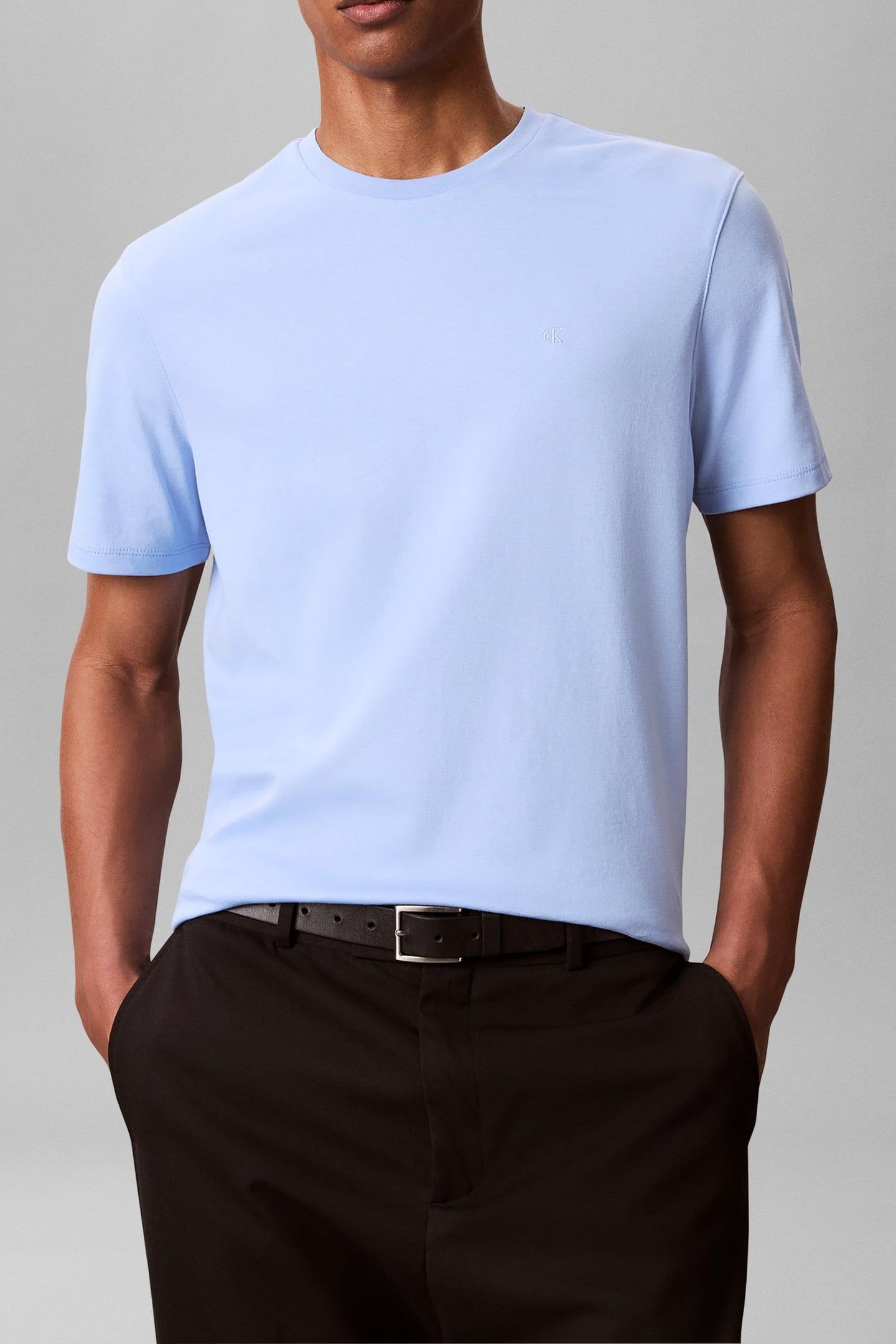 SS SUPIMA CHEST EMBROIDERY TEE PLACID BLUE 1
