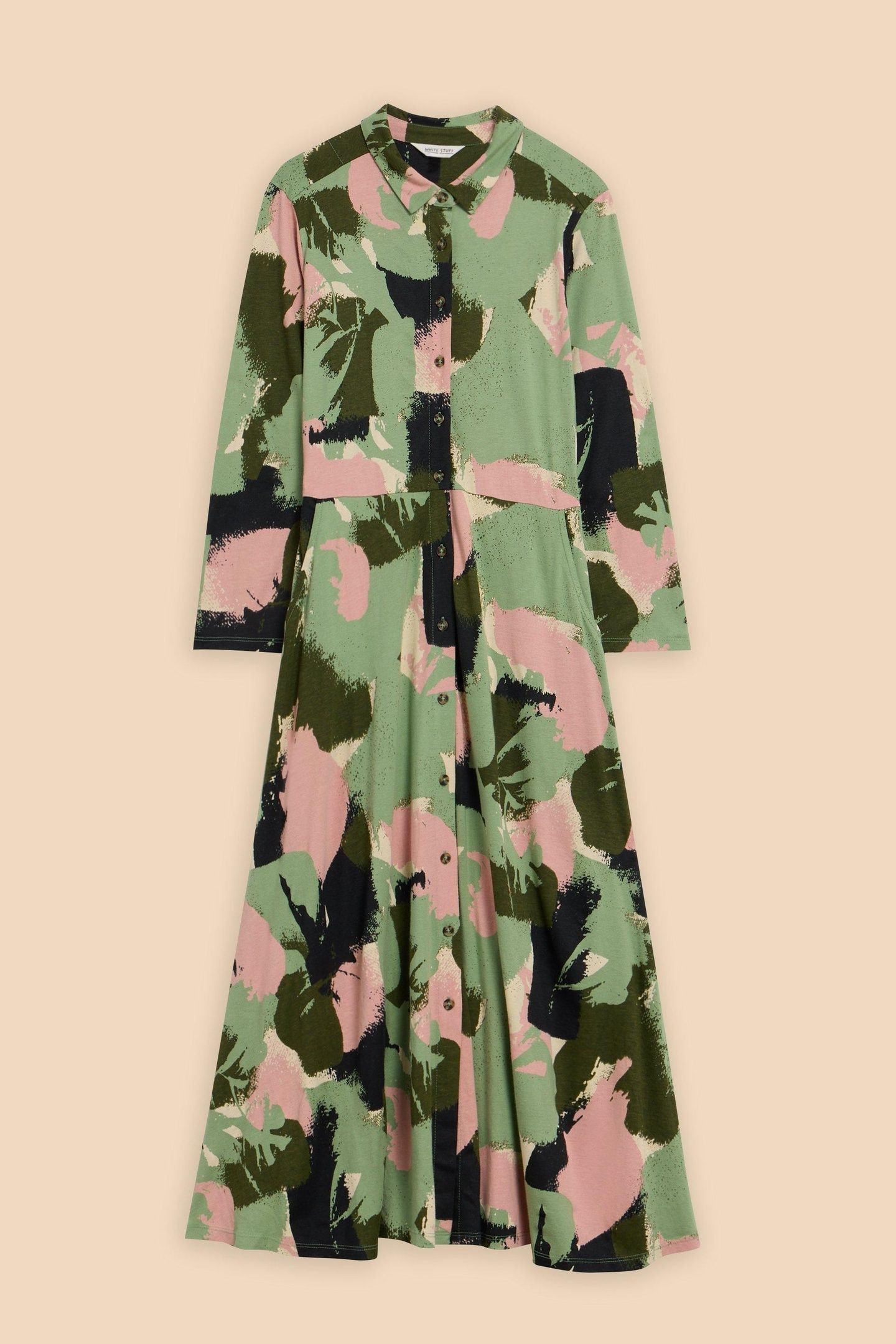 ADA JERSEY SHIRT DRESS GREEN MULTI 5