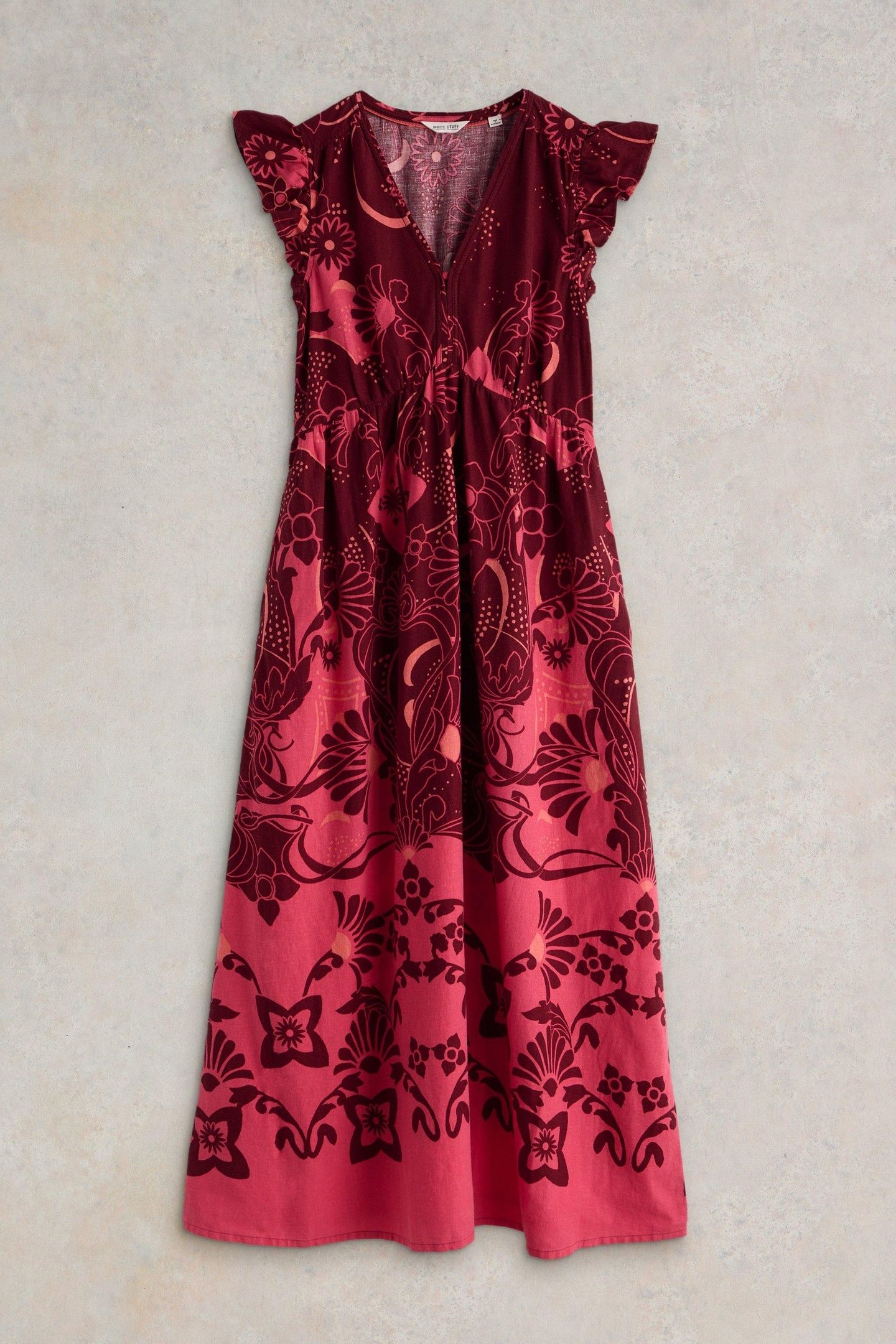 LORNA LINEN BLEND MAXI DRESS RED MULTI 4