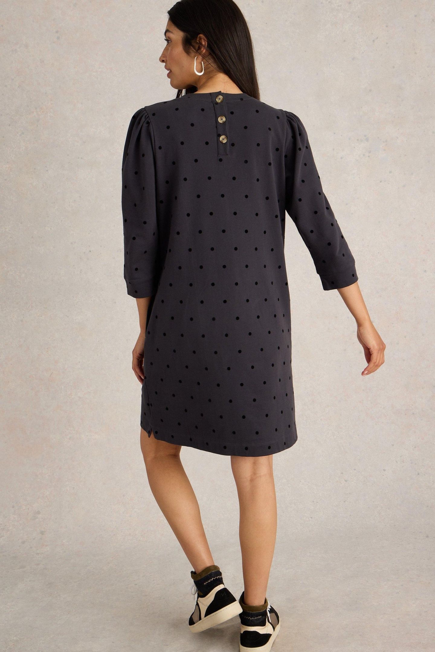 AMY FLOCK JERSEY DRESS GREY MULTI 5