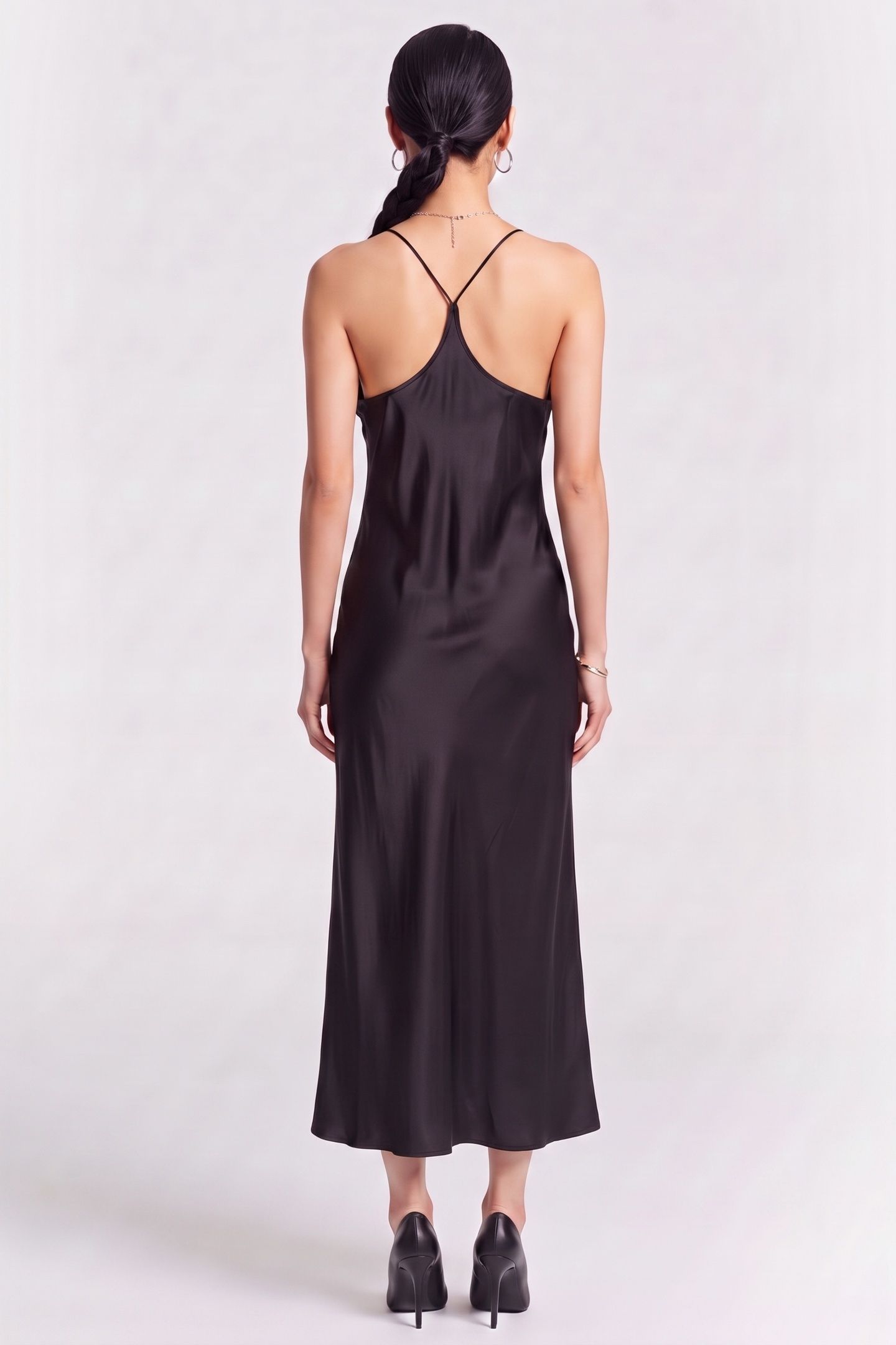 SELLA SILK SLIP DRESS BLACK 2