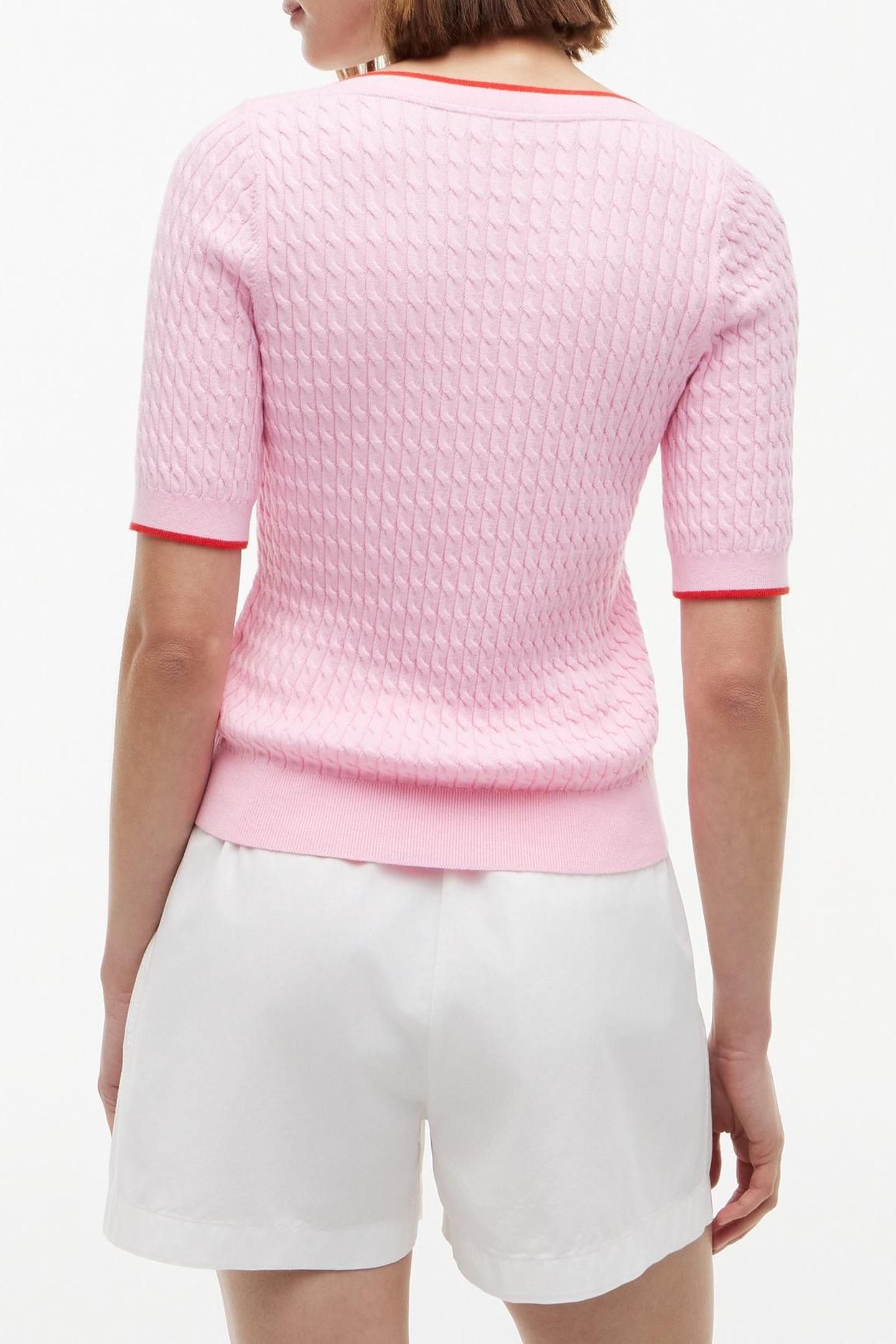 FINE CABLE BOAT NECK TOP CLASSIC PINK 2