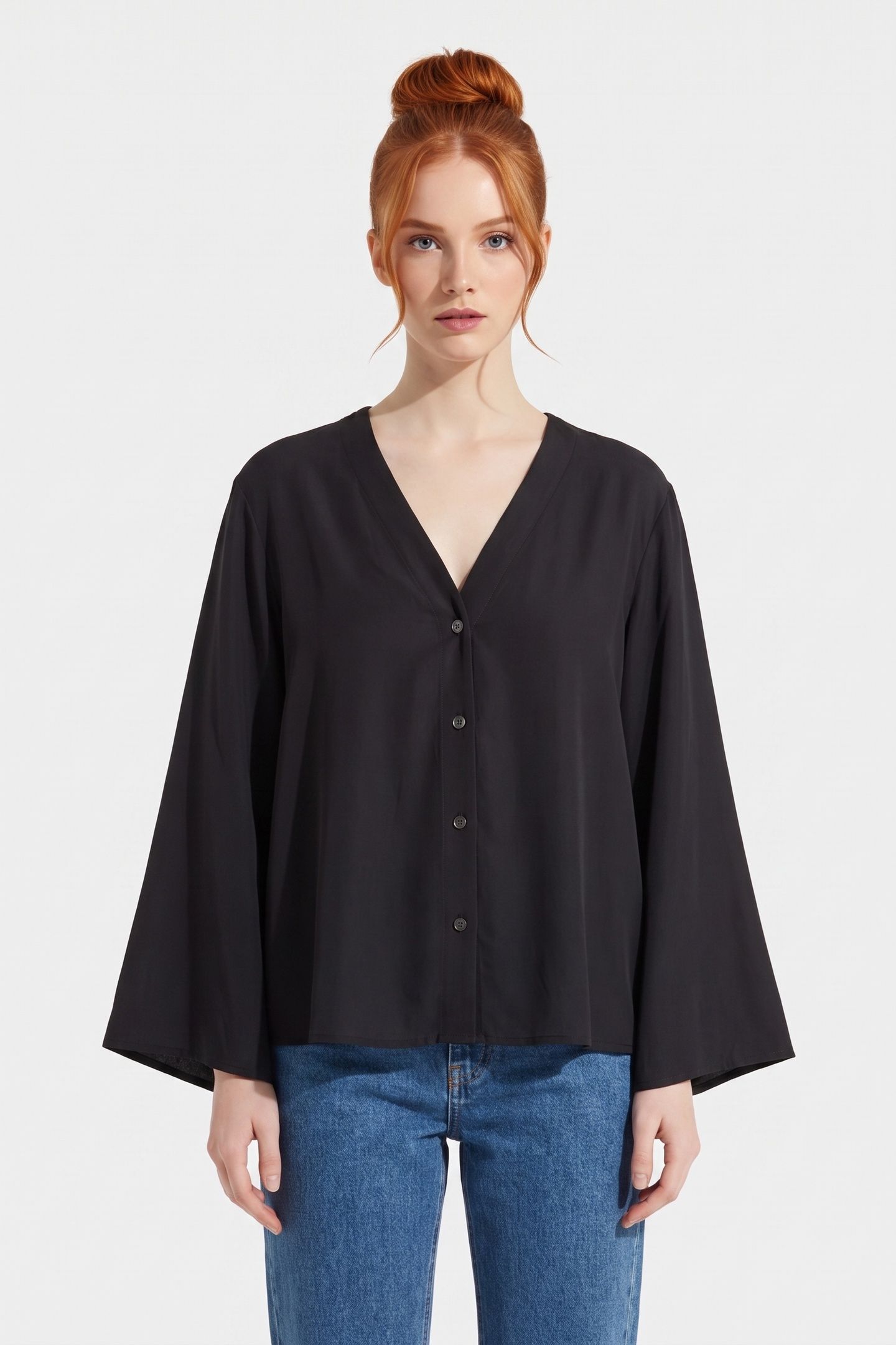 SOLA HABOTAI SILK SHIRT BLACK 1