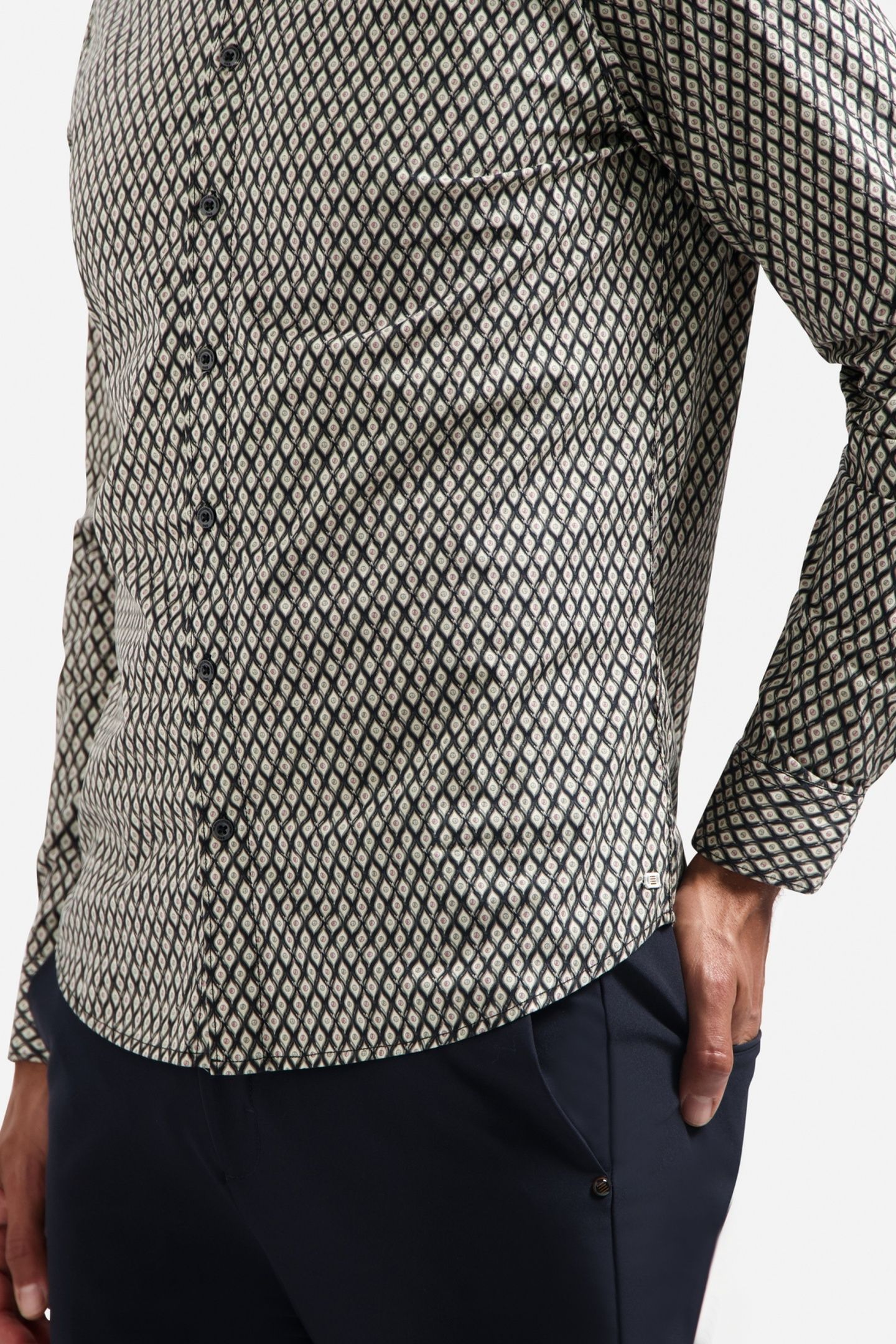 SHIRT STRETCH ALLOVER PRINTED BLACK 8