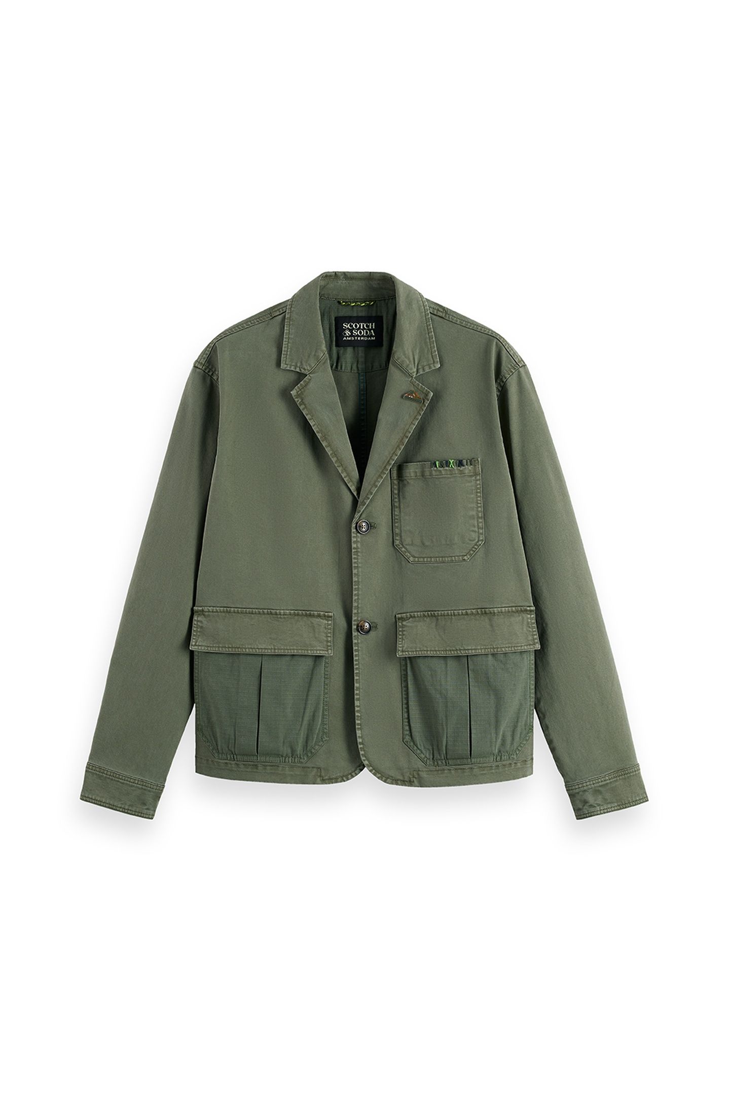 COTTON-BLEND GARMENT-DYED BOXY FIT BLAZER JACKET THYME 3