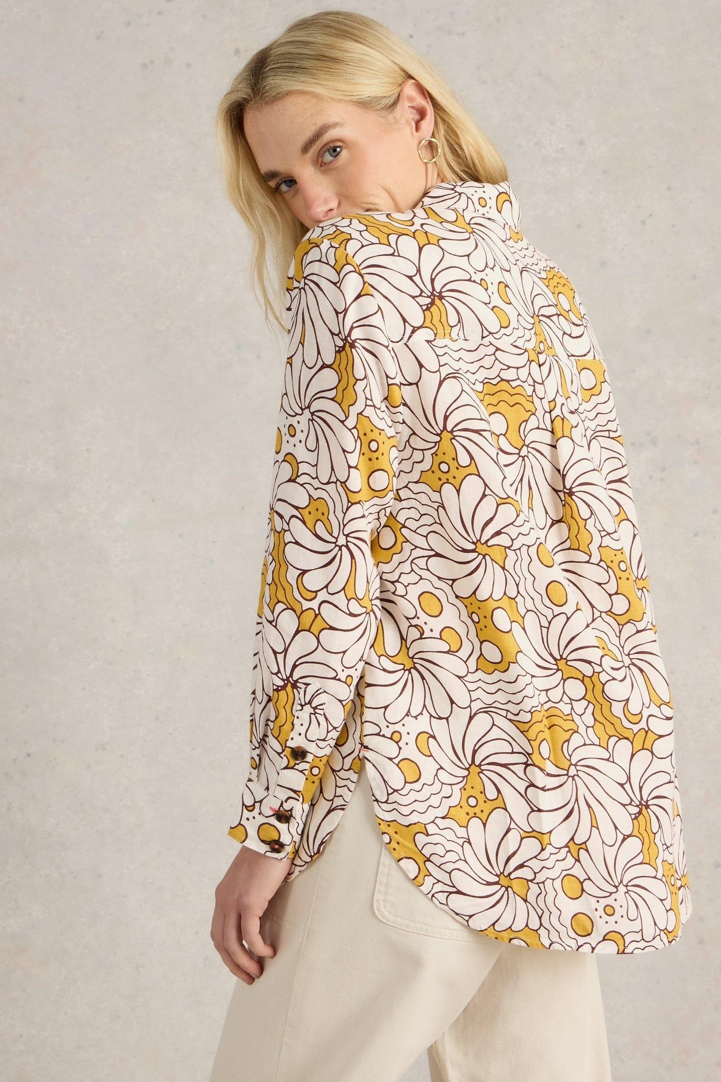 LYDIA LINEN SHIRT YELLOW PRINT 4