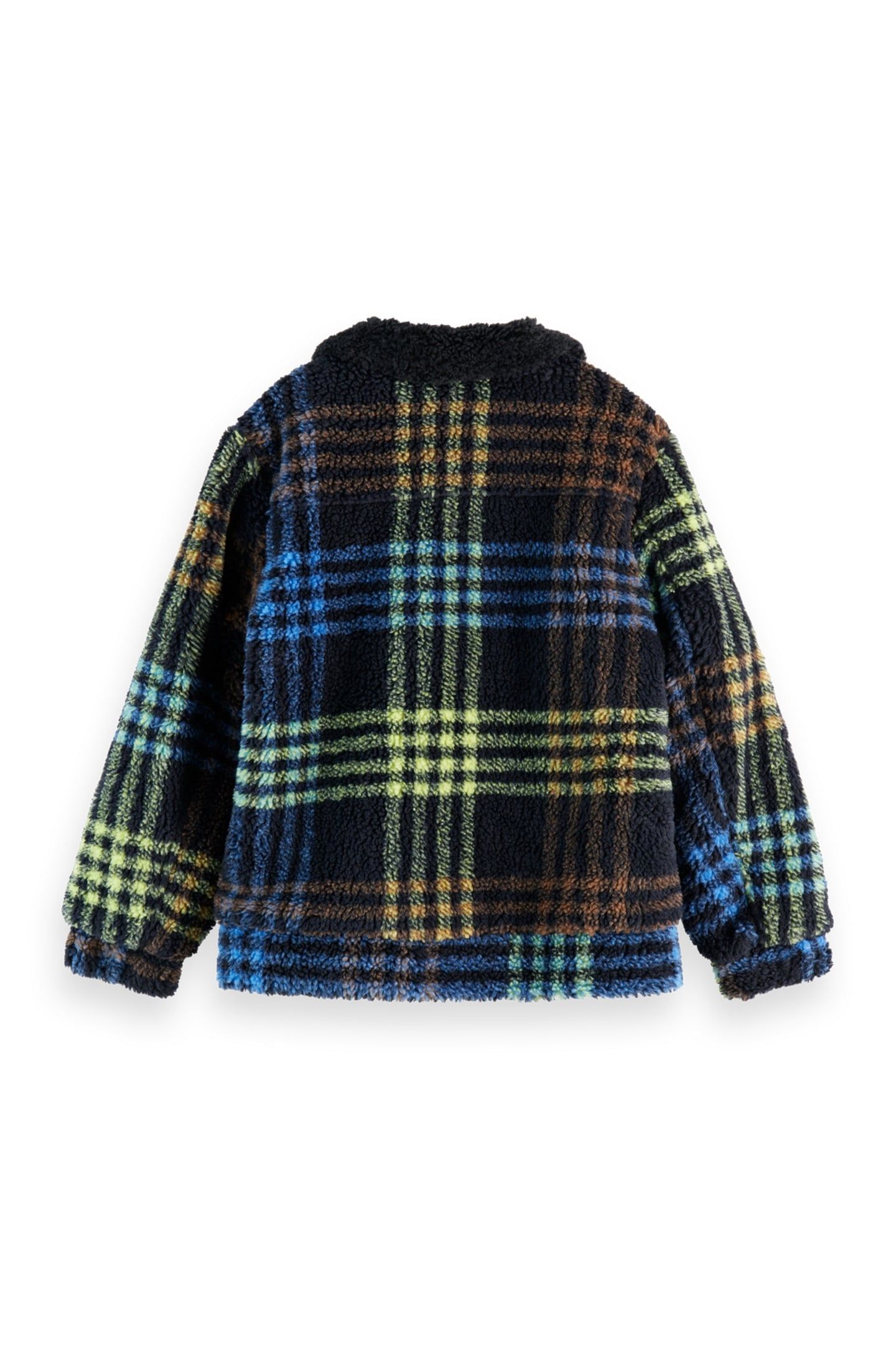 BOYS TEDDY TRUCKER JACKET SKY CAPTAIN/ MUSTANG/ LIMEAID CHEC 2