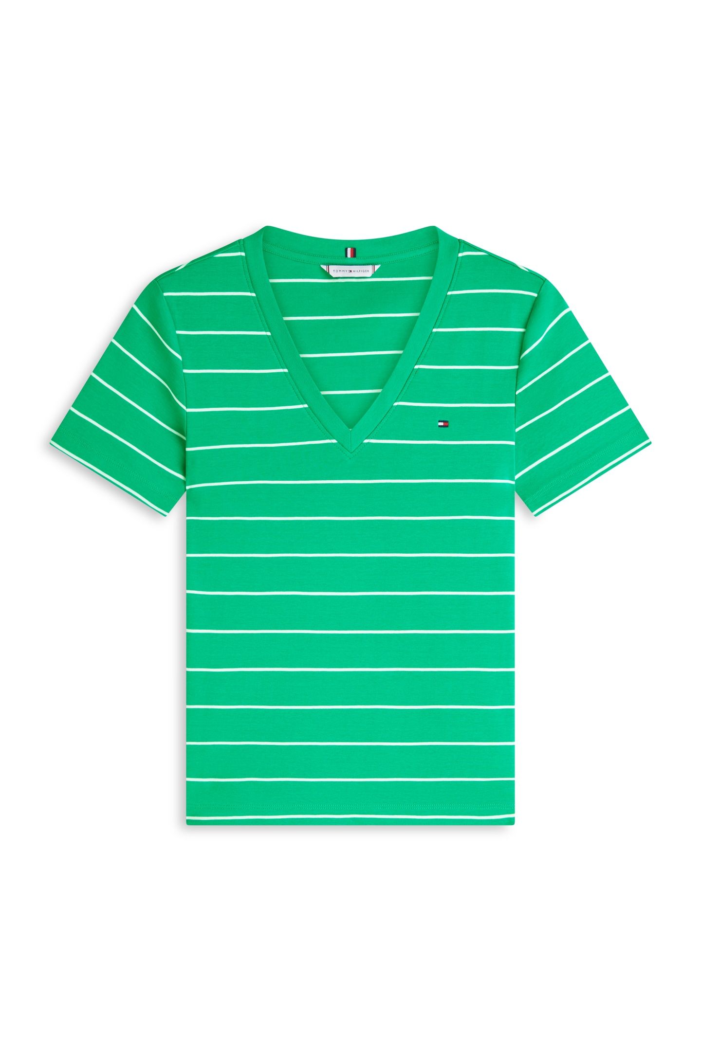 SLIM CODY V-NECK SS FINE COURTSIDE GREEN/ECRU 4
