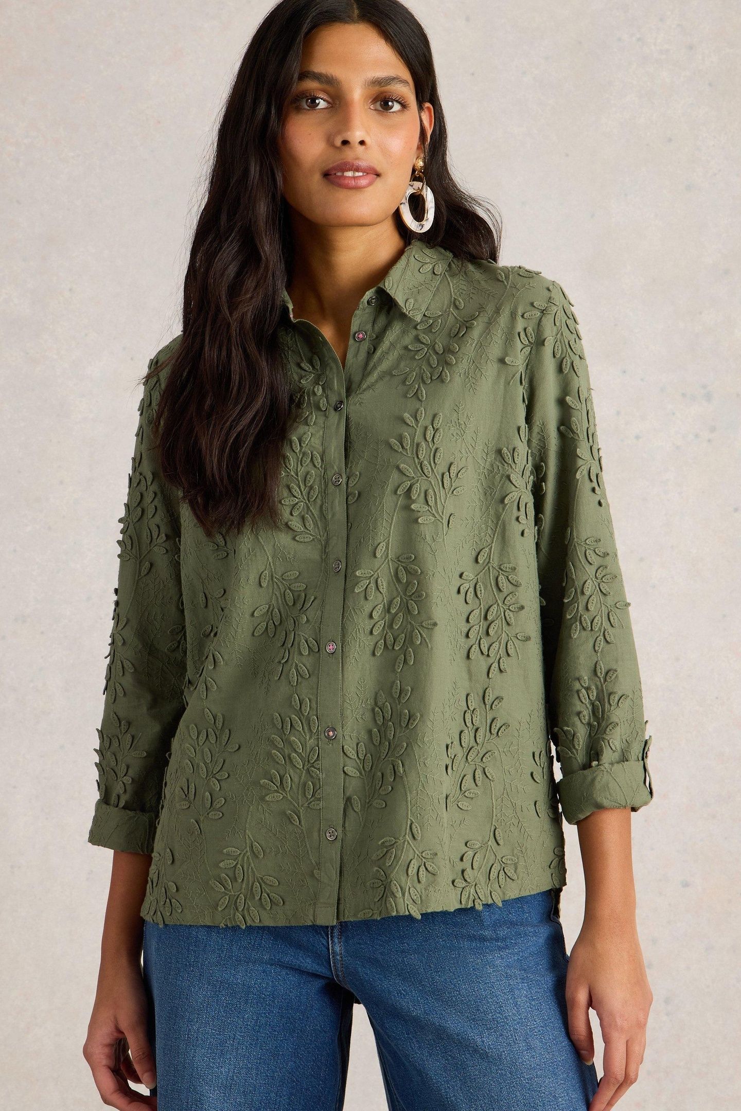 SOPHIE EMBROIDERED SHIRT DUSTY GREEN 2