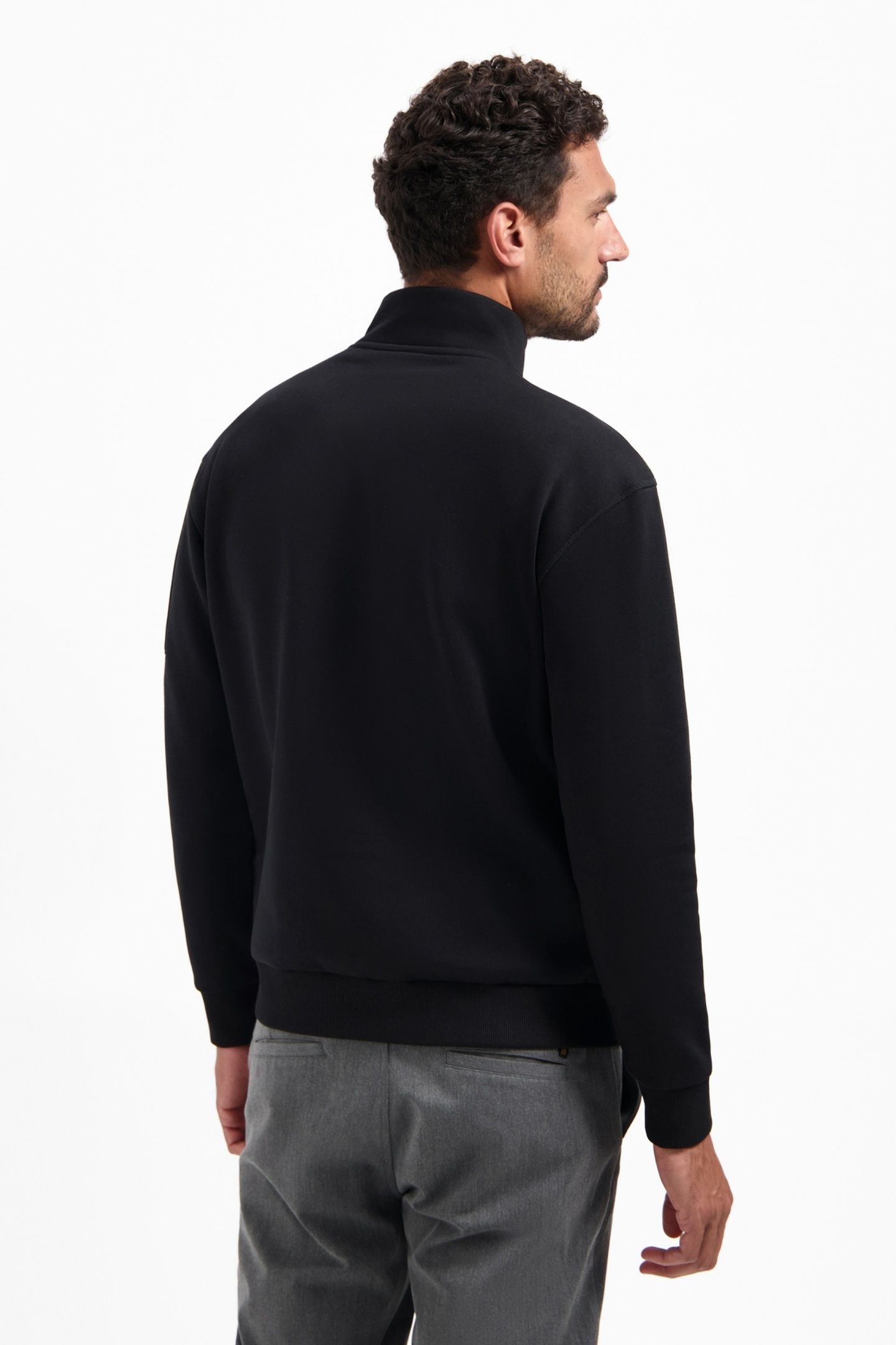 SWEATER HALF ZIP BRUSHED BLACK 3