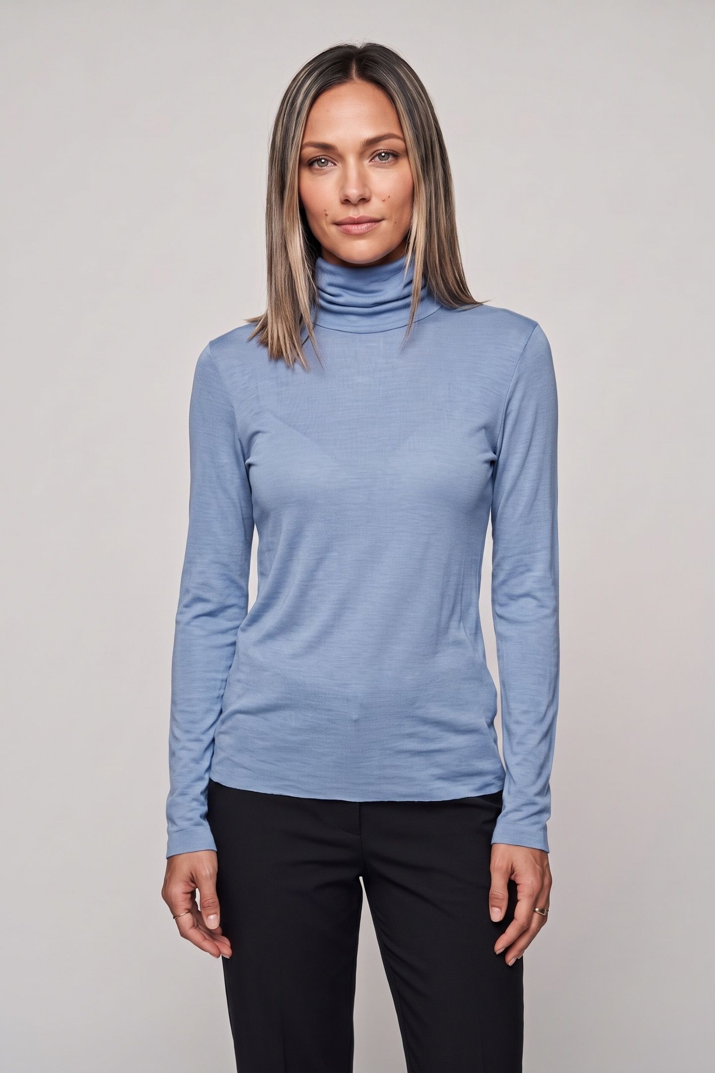 MALENA WOOL RIB TURTLENECK BLUE 1