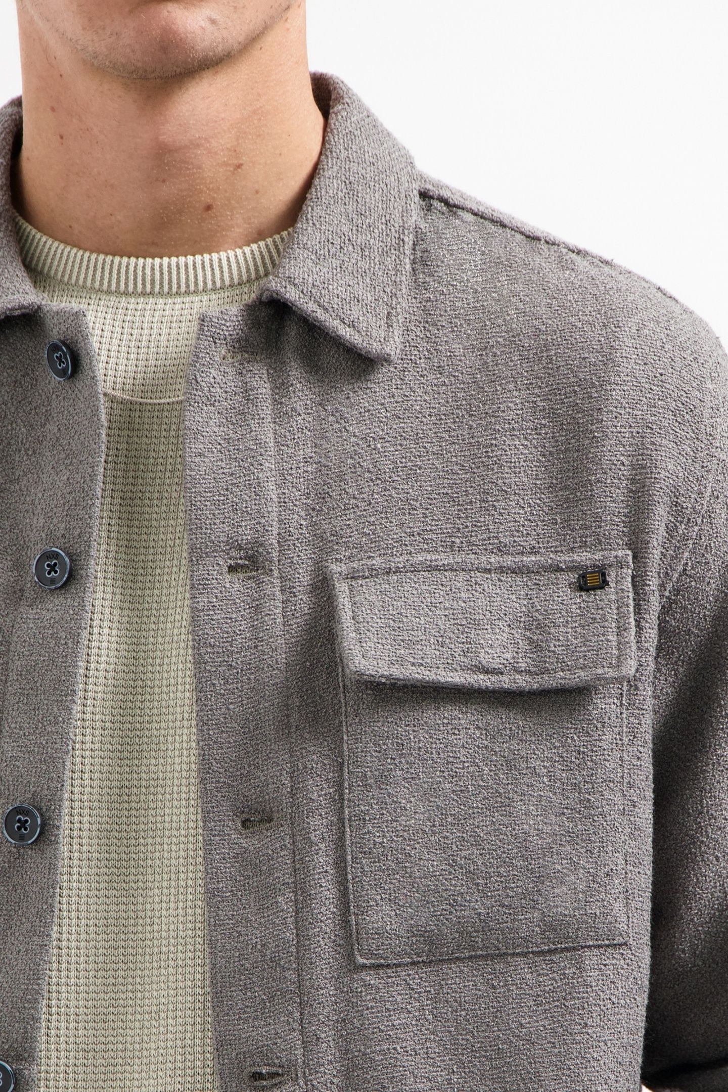 OVERSHIRT FULL BUTTON STRETCH GREY 6