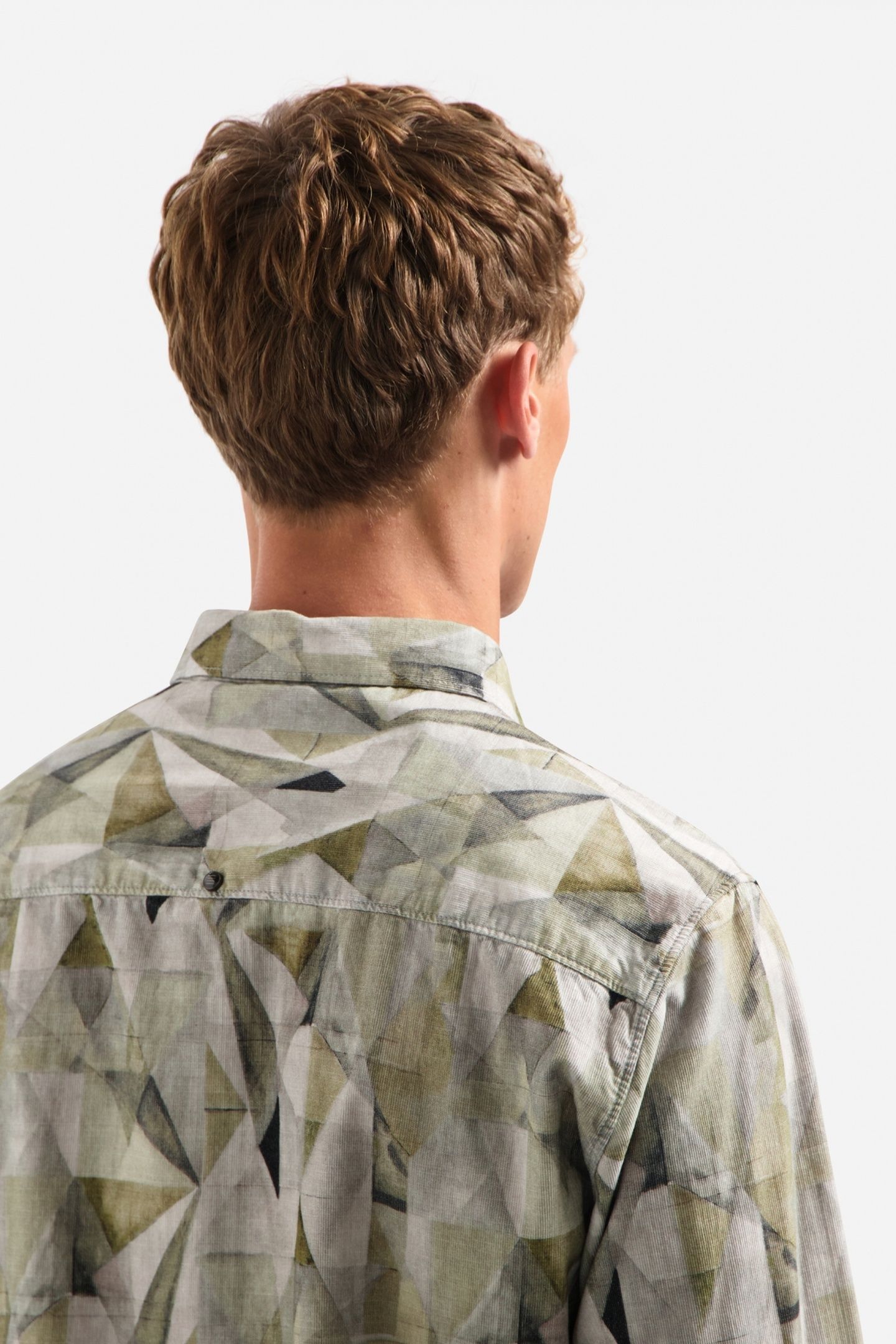 SHIRT ALLOVER PRINTED FINE CORDUROY LIGHT MOSS 3