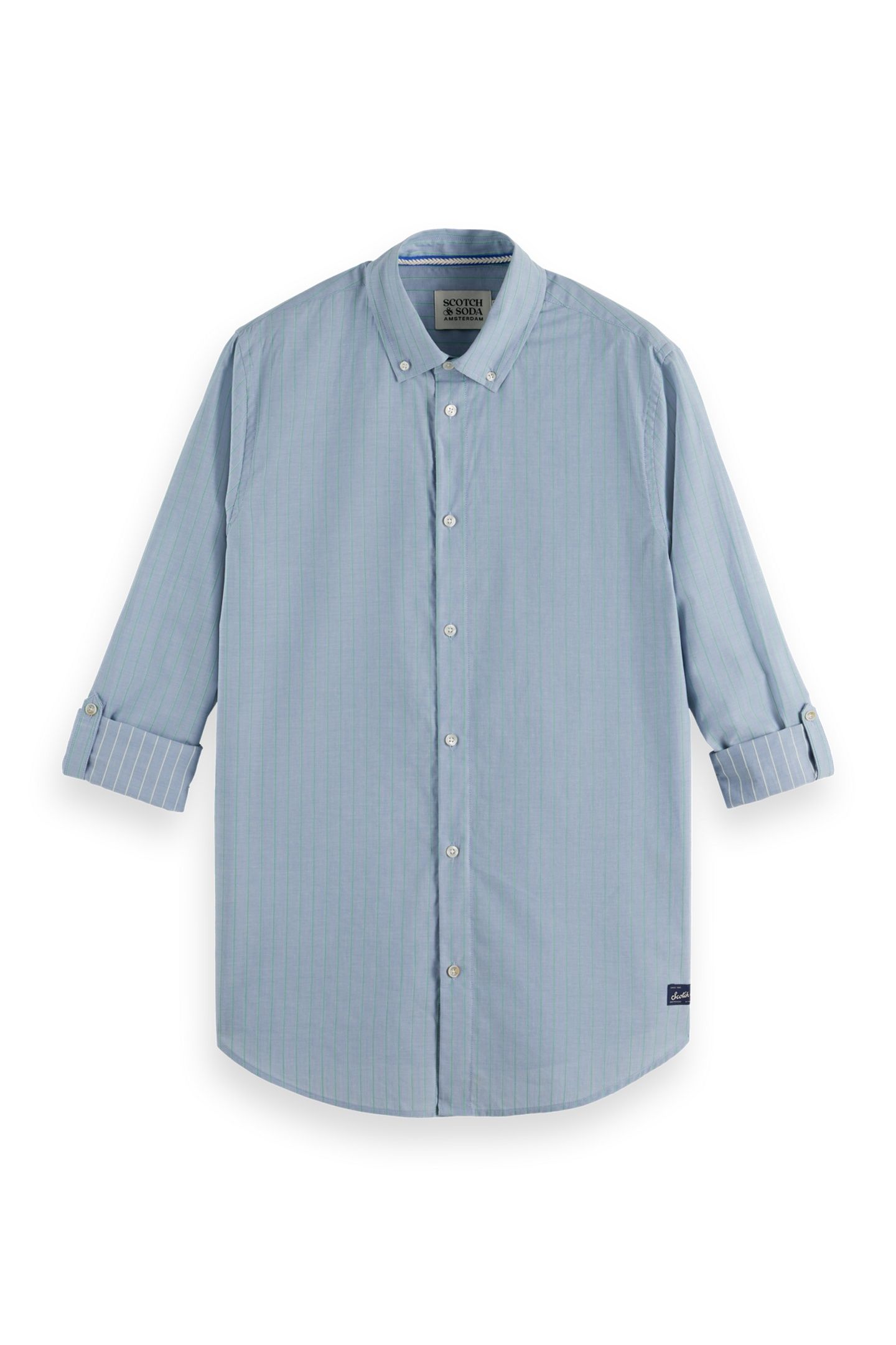 YARN-DYED STRIPE SHIRT FADED DENIM / GREEN SPRUCE STRIPE 5