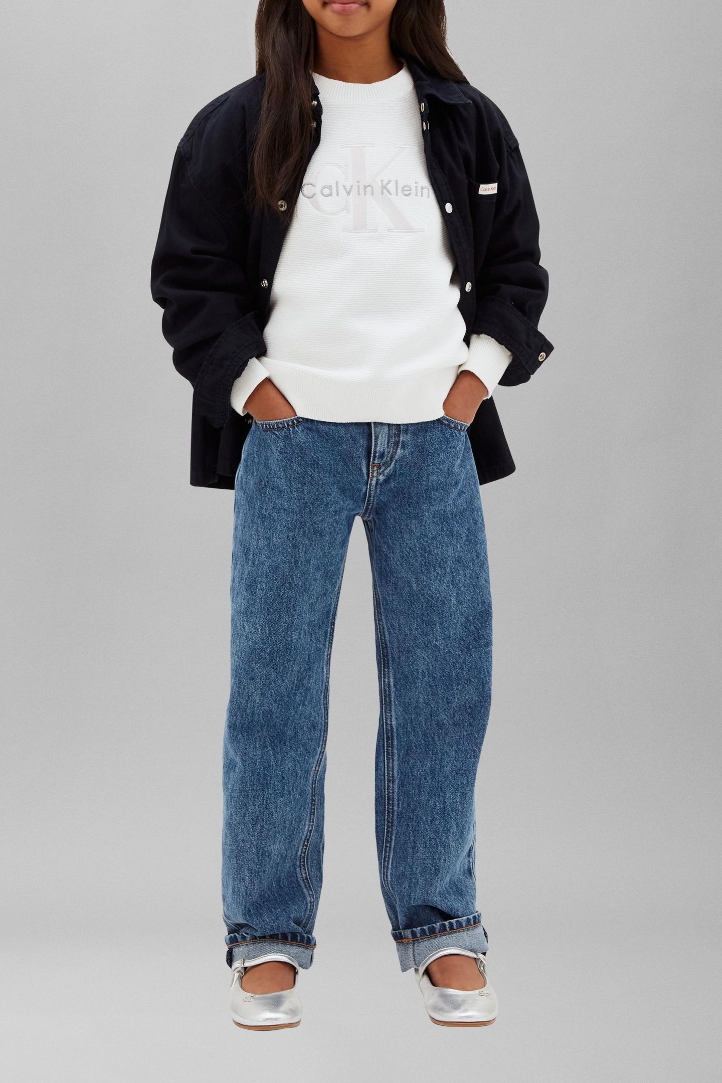 GIRLS MONOLOGO FASHION CREW NECK BRIGHT WHITE 3