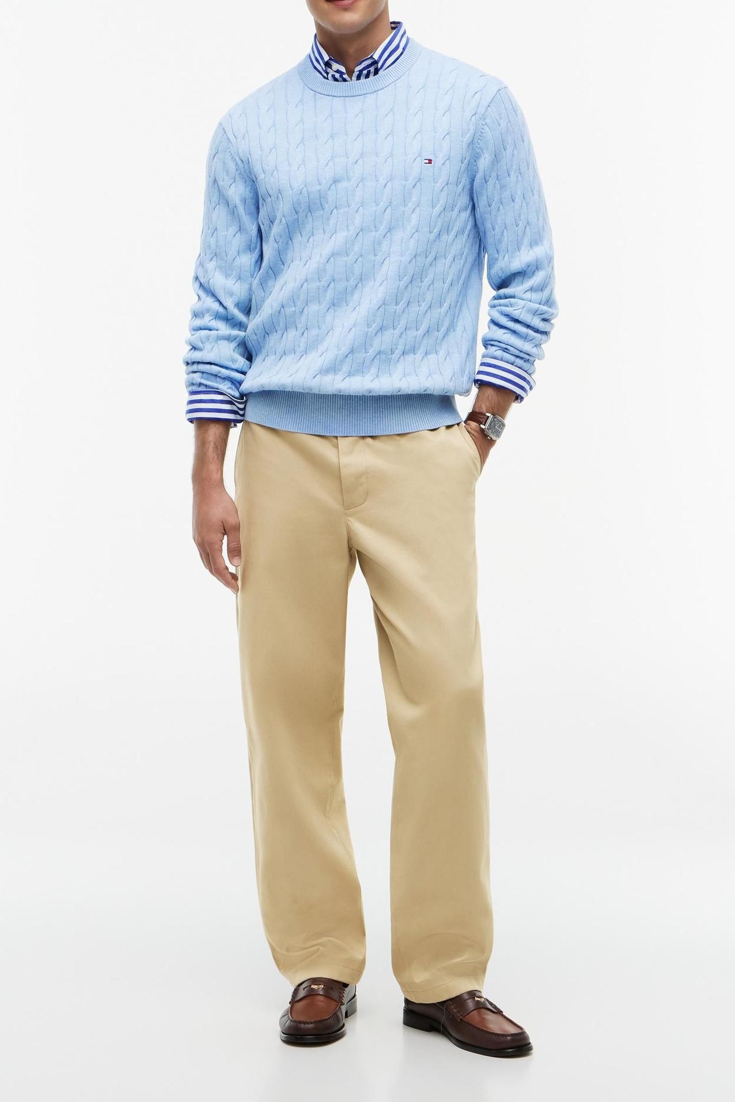 CLASSIC COTTON CABLE VESSEL BLUE HEATHER 3