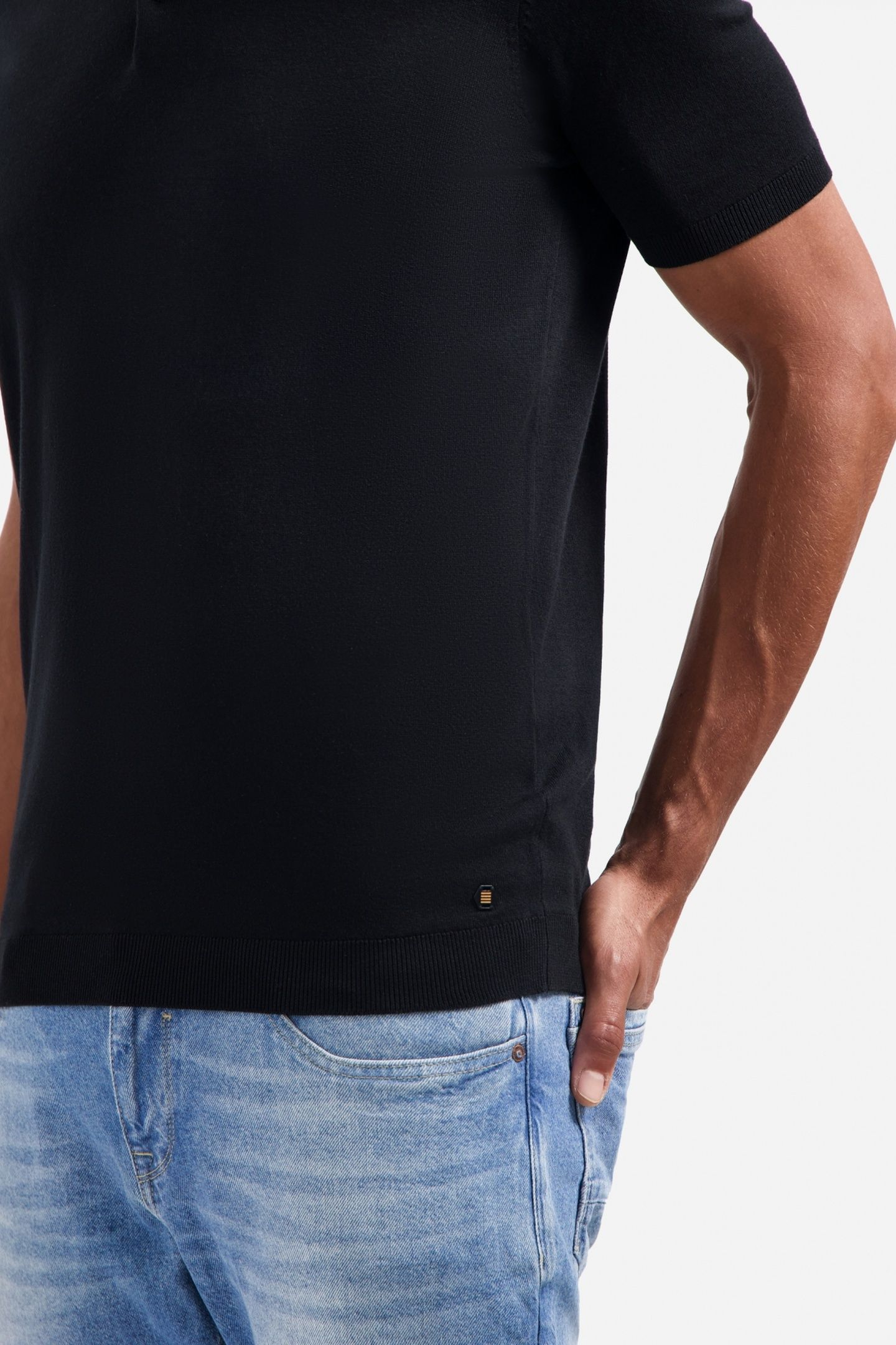 PULLOVER SHORT SLEEVE POLO SOLID BLACK 7
