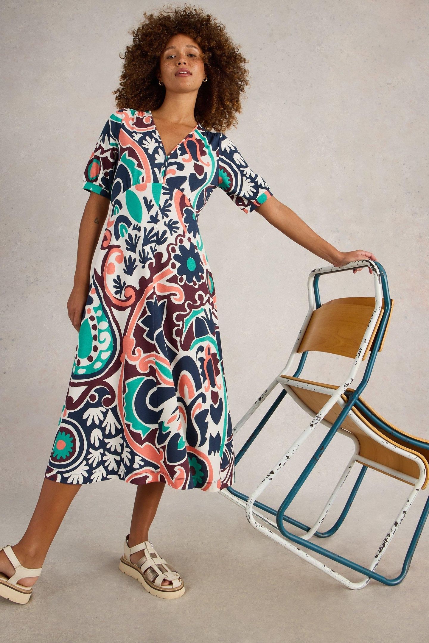 MEGAN JERSEY DRESS BLACK MULTI 7