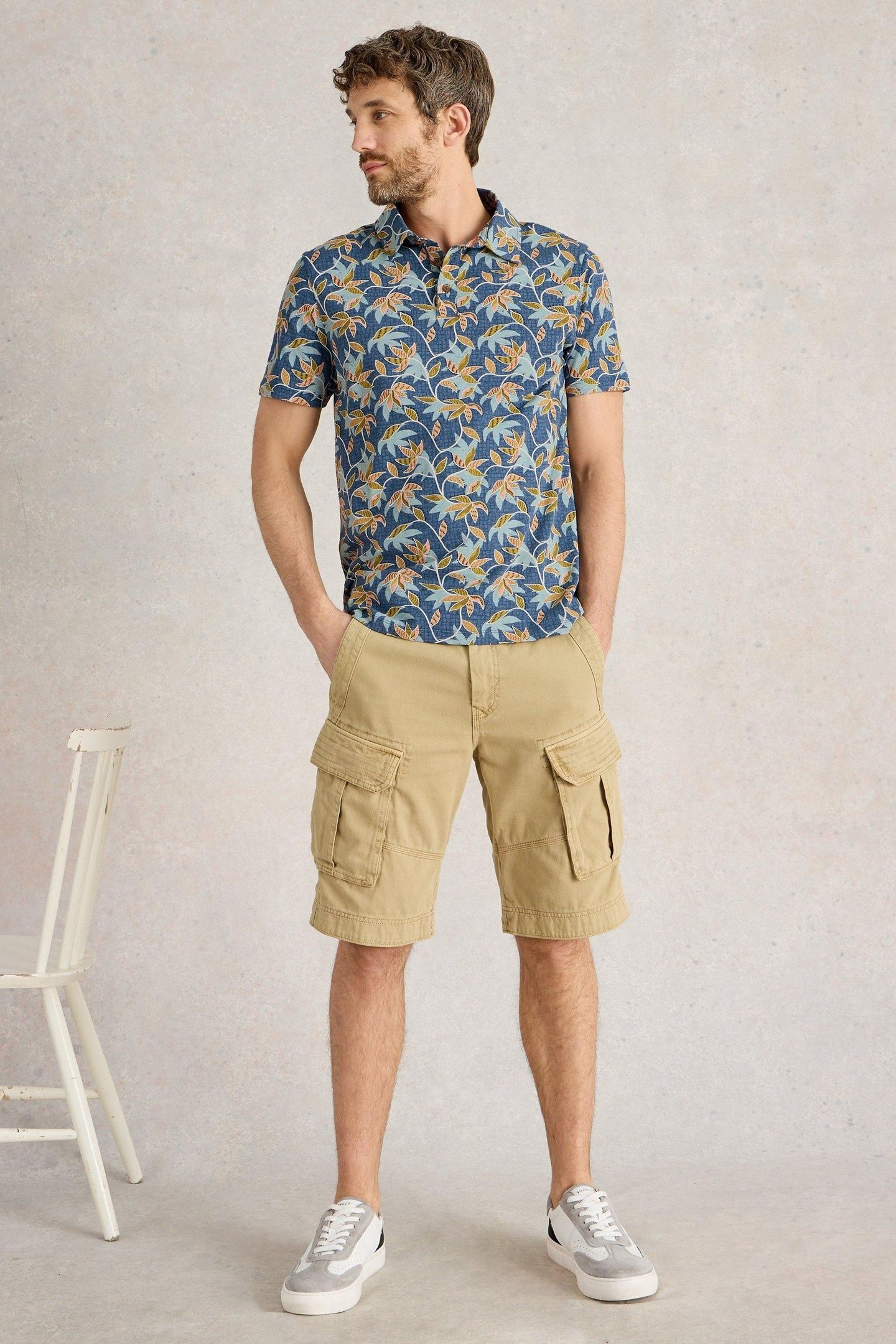 BAMBOO LEAVES PRINTED POLO BLUE PRINT 1
