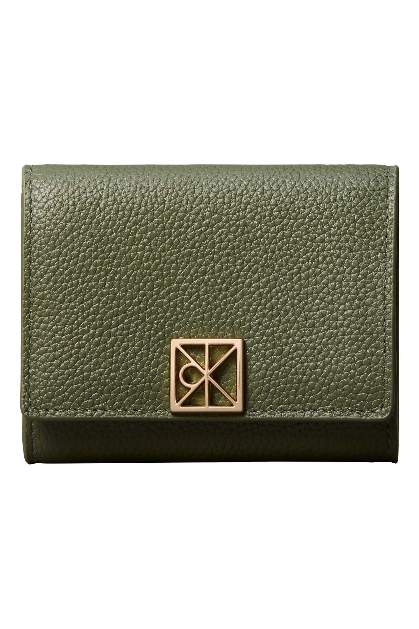 EMBLEM HARDWARE PEBBLE TRIFOLD WALLET CYPRESS 1