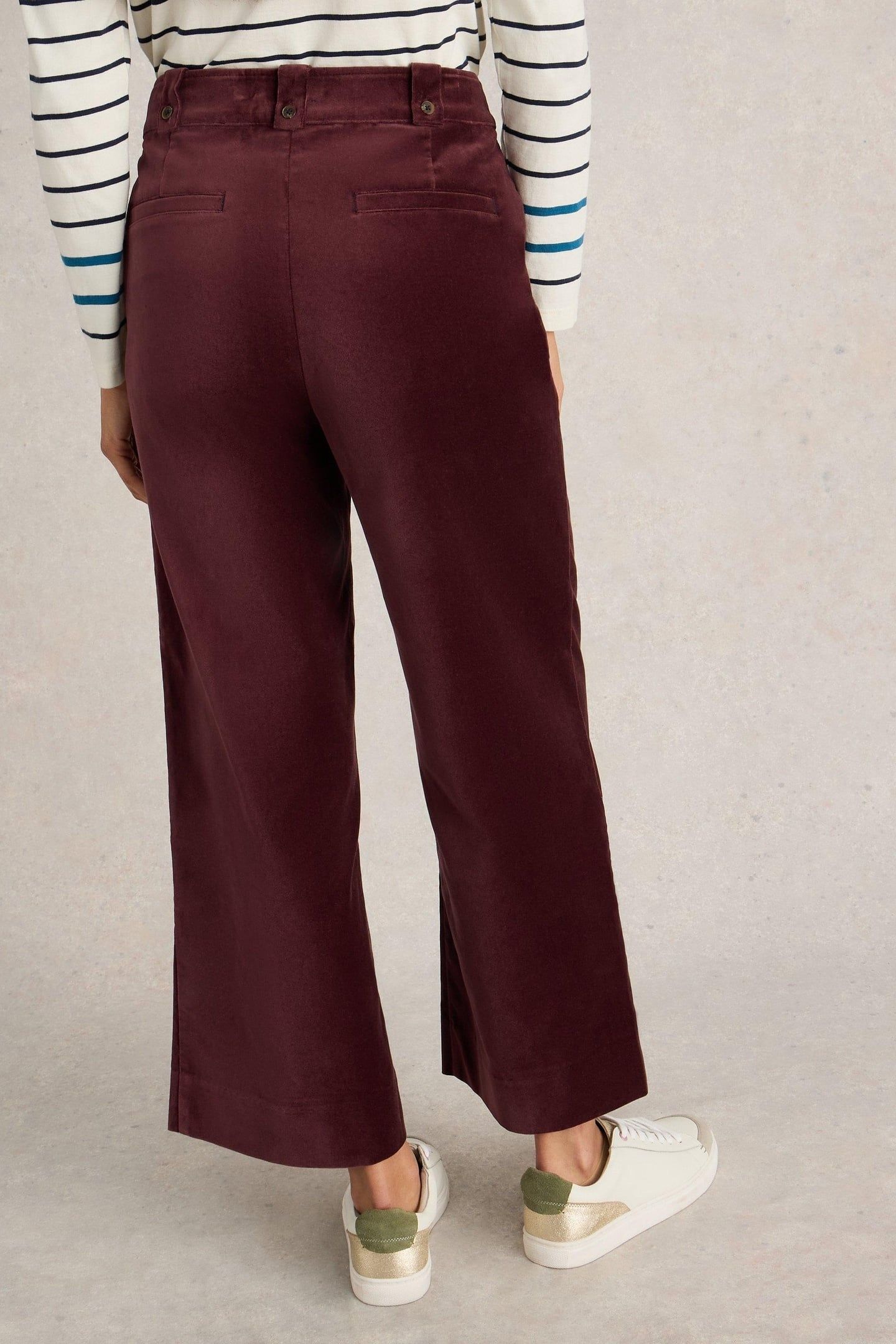 BELLE CROPPED VELVET TROUSER DARK PLUM 2
