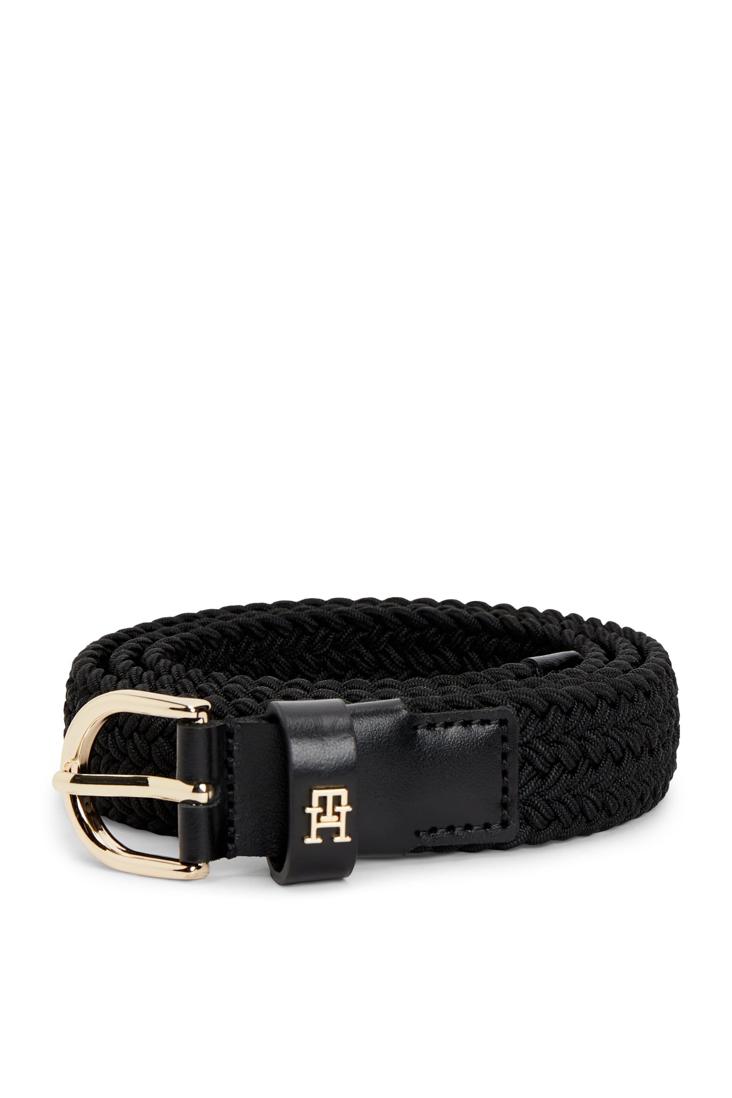 ESSENTIAL TH MONOGRAM BRAIDED ELASTIC BELT BLACK 1