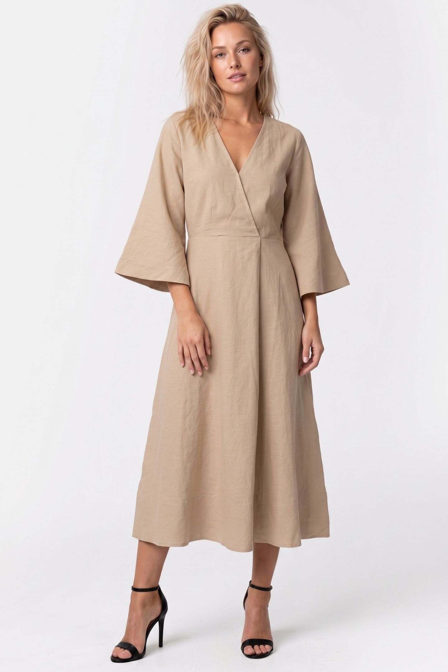 GIA KIMONO DRESS BEIGE 1